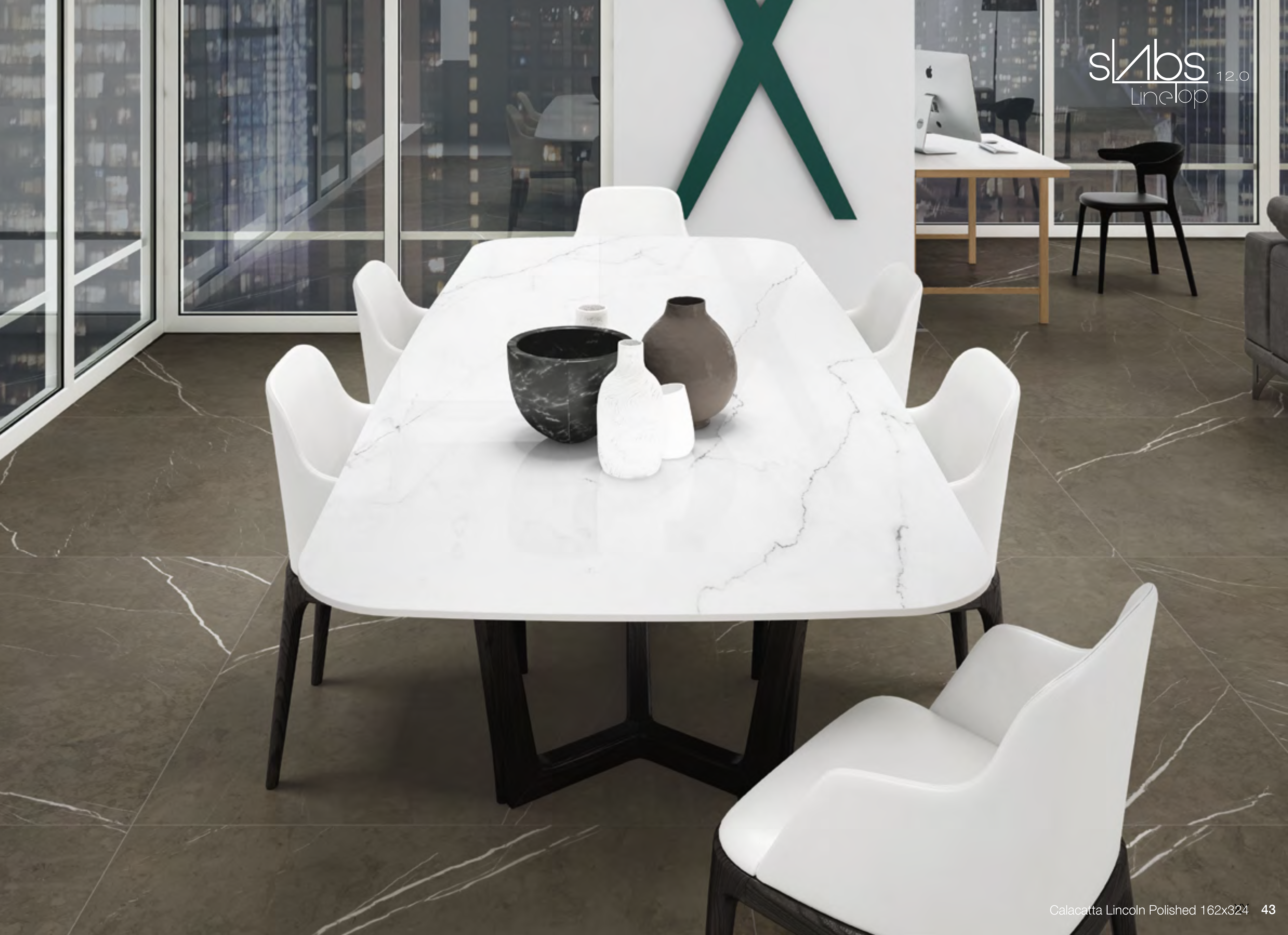 APAVISA 12mm Calacatta White Lincoln Polished Porcelain Slab 127.56