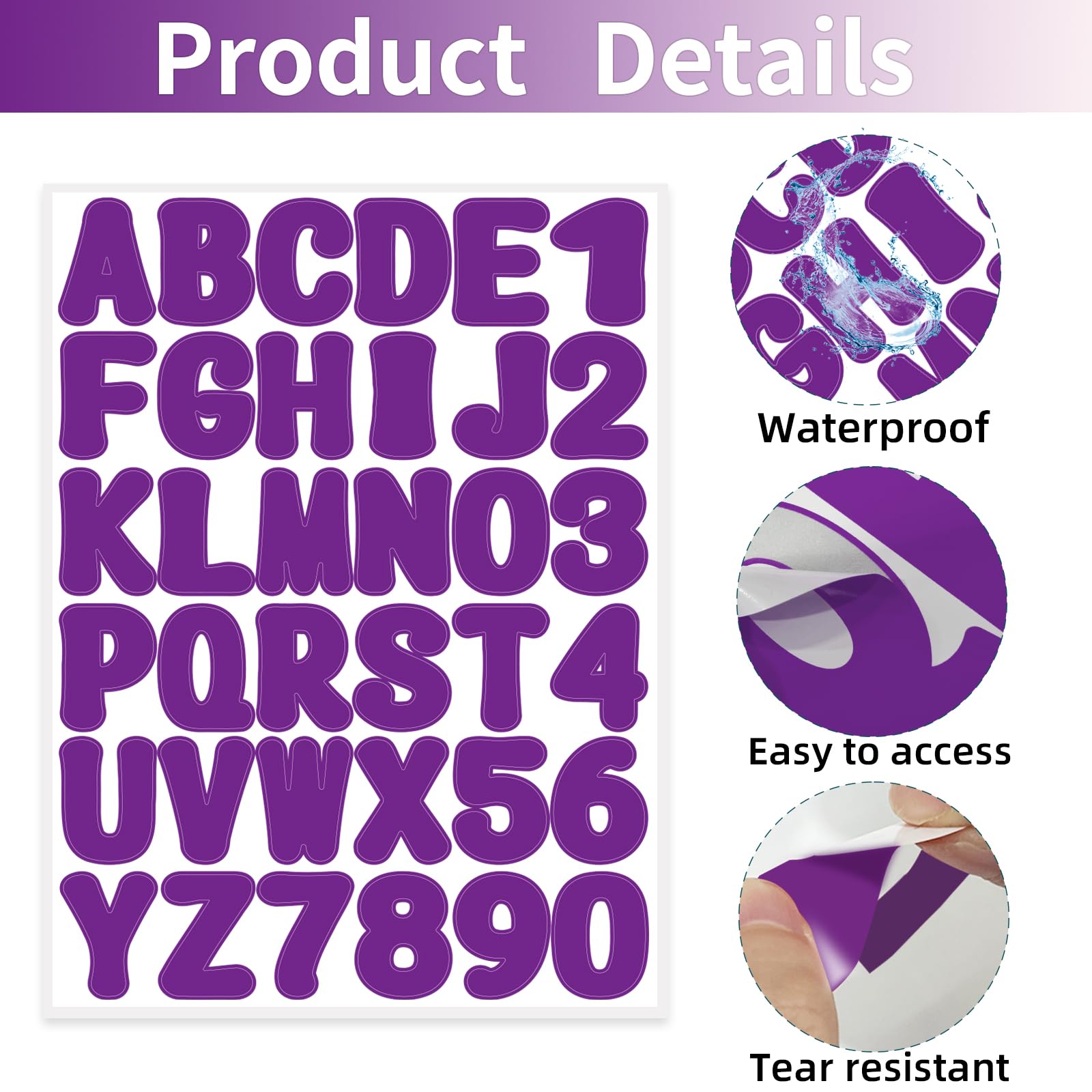 Starboling 2 Inch Purple Alphabet Stickers - 16 Sheets Self-Adhesive Vinyl Letter Stickers for Mailbox Numbers, Bulletin Boards, Classroom & Home Decor - Perfect for DIY Projects, Scrapbooking & Organizing