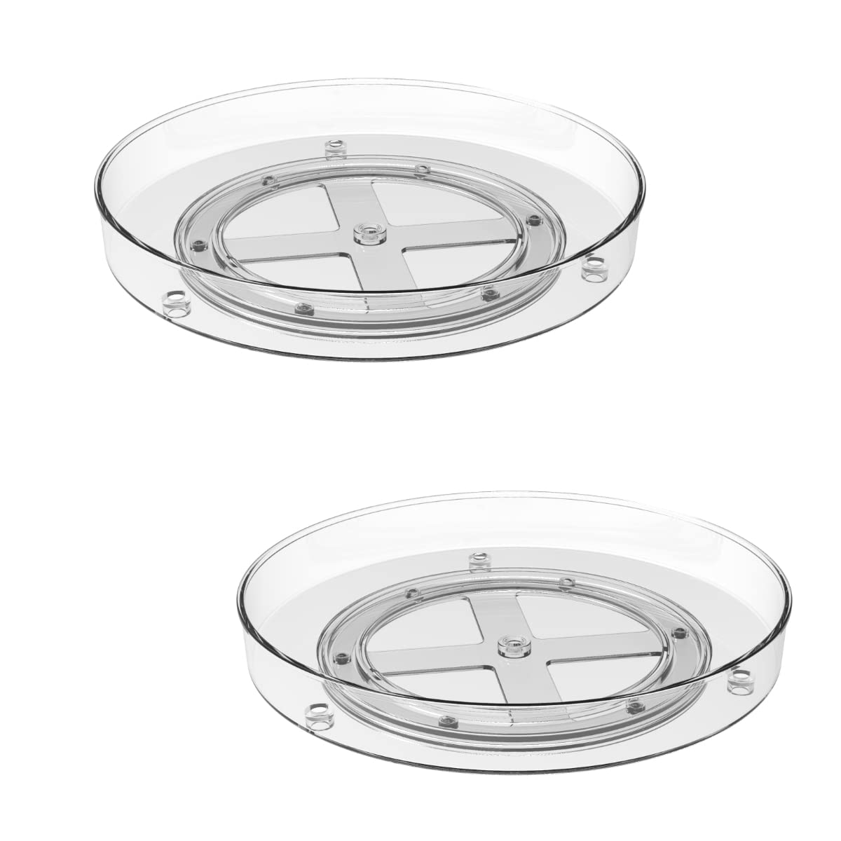 AF Home Goods 2-Pack BPA-Free Clear Lazy Susan Turntable Organizer - 10.6 Inch Kitchen Cabinet Spinner for Fridge, Pantry, Vanity & Bathroom Storage - Perfect for Spices, Makeup & Countertop Organization