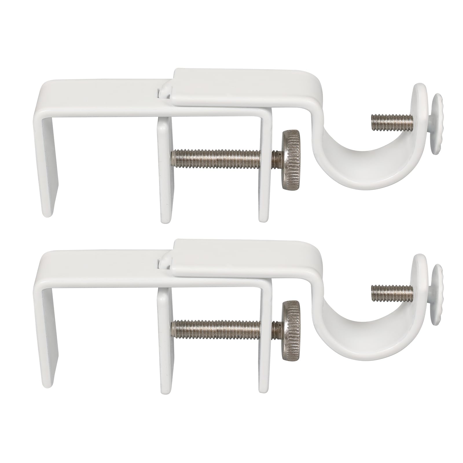No Drill Outside Mount Vertical Blinds Curtain Rod Brackets - White 2 Pack, Over The Rail Track Drapery Holders, Tool-Free Installation (Patent Pending) - Perfect for Windows, Sliding Doors & Room Dividers