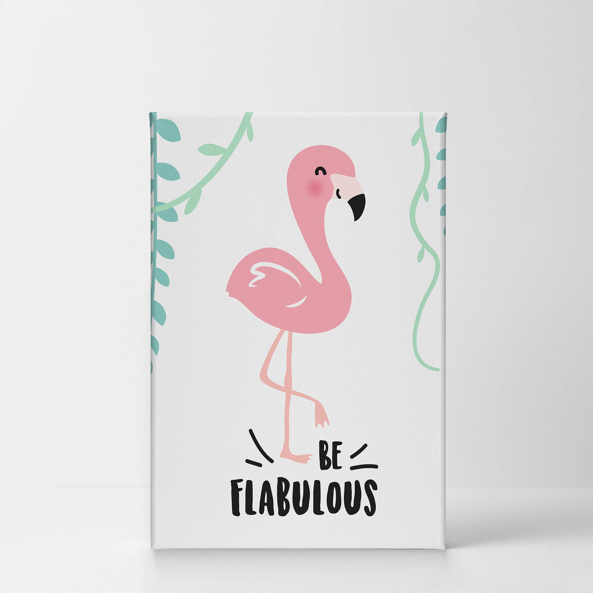 Smile Art Design 'Be Flabulous' Quote Flamingo Canvas Print - 36x24 Inch Wall Art for Kids Room, Nursery & Baby Room Decor - Ready to Hang, Made in USA | Perfect for Birthday Gifts & Tropical Themed Bedrooms