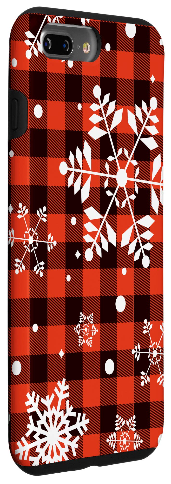 iPhone 7 Plus/8 Plus Christmas Gift Case - Red Black Plaid Buffalo Design with Snowflakes | Perfect Holiday Present & Winter Protection for Your Phone