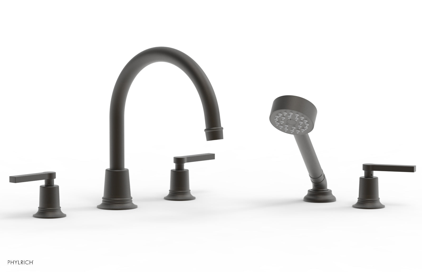 HEX MODERN Deck Mount Tub Faucet Set with Hand Shower and Lever Handles 501-51 - Perfect for Bathroom Renovation and Spa-Like Shower Experience