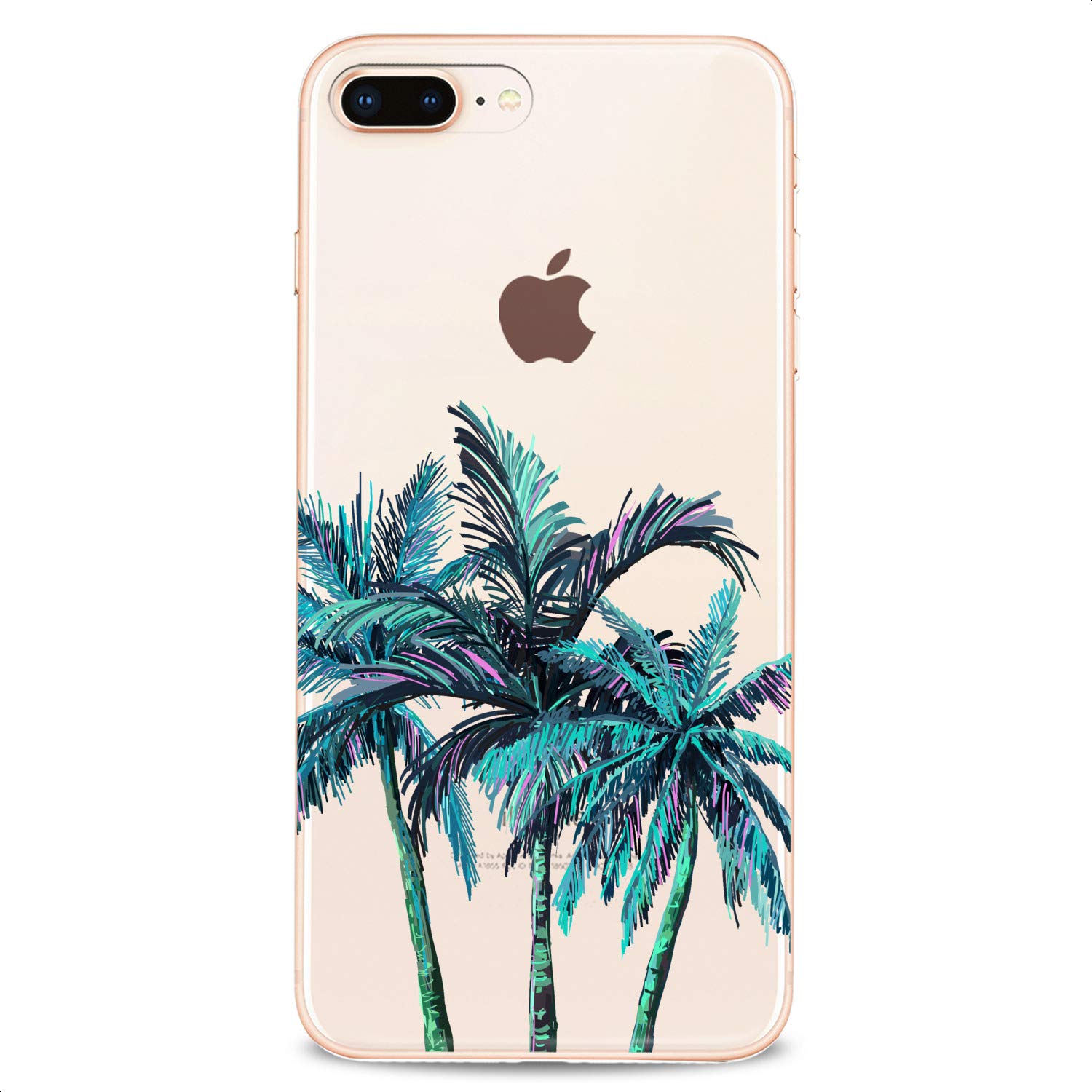 Premium TPU Phone Case for iPhone 16/15/14/13/12/11 Pro Max/Plus/Mini/XS/XR/X/8/7/6/5/SE - Slim Flexible Silicone Cover with Tropical Palm Tree Design in Glam Pink & Clear Options - Perfect for Beach Vacations, Summer Outings & Nature Lovers
