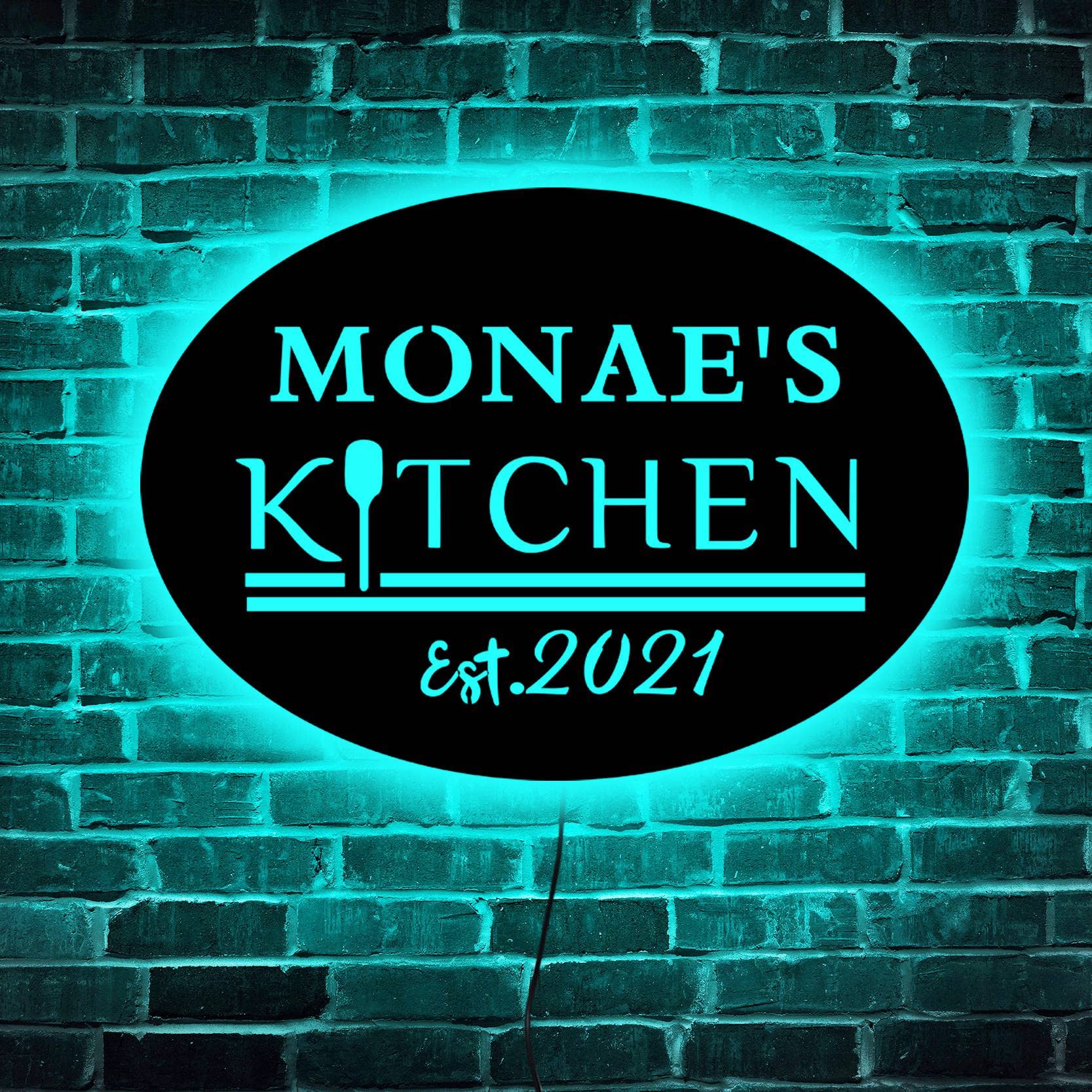 Custom LED Kitchen Neon Sign - Personalized Name Sign with Light Up Feature | Perfect for Home Decor, Housewarming Gifts & Restaurant Wall Art