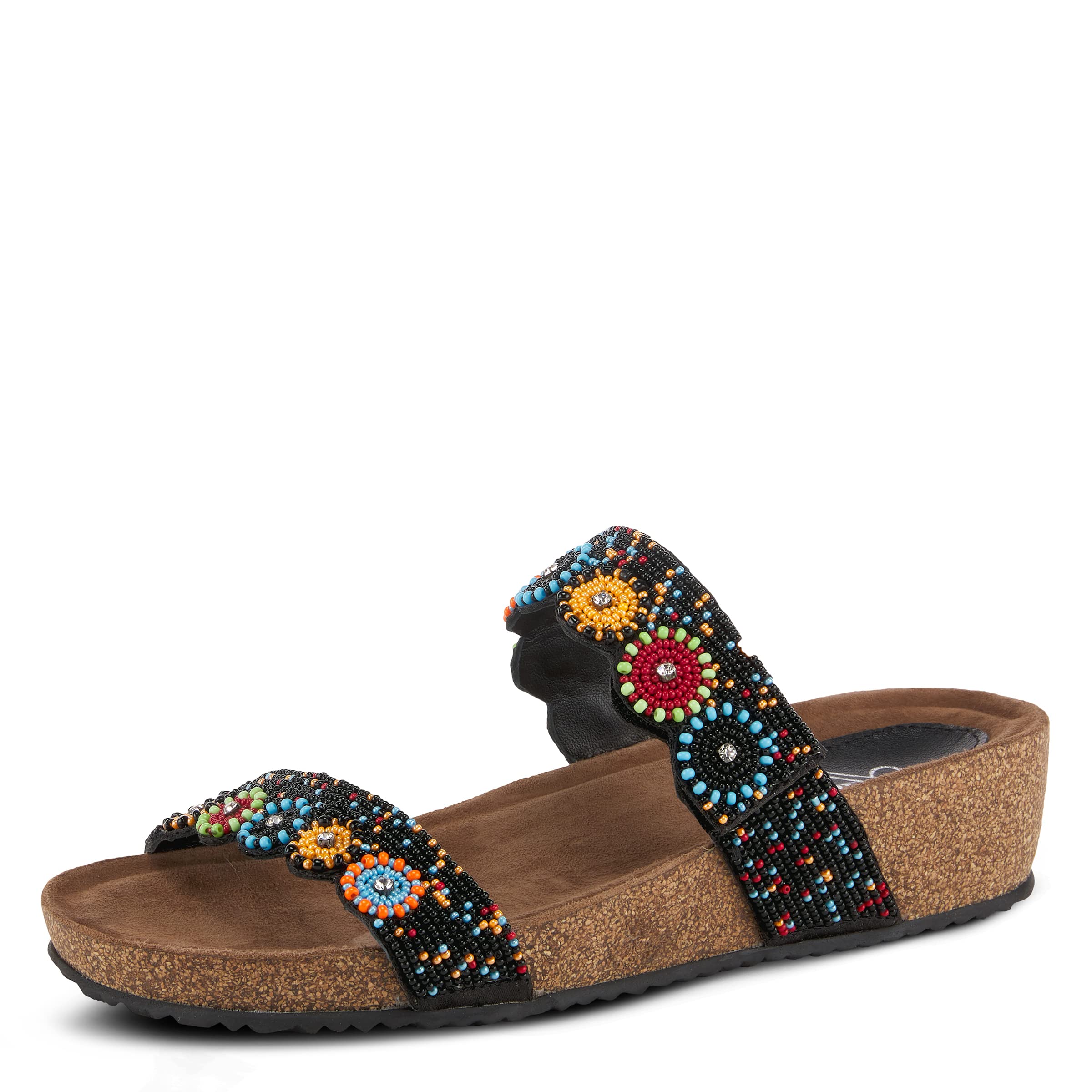 Azura Bahama Slide Sandals for Women - Beaded & Crystal Embellished Cork Wedge Sandals | Beach Vacation, Pool Party, Summer Outfit Accessories