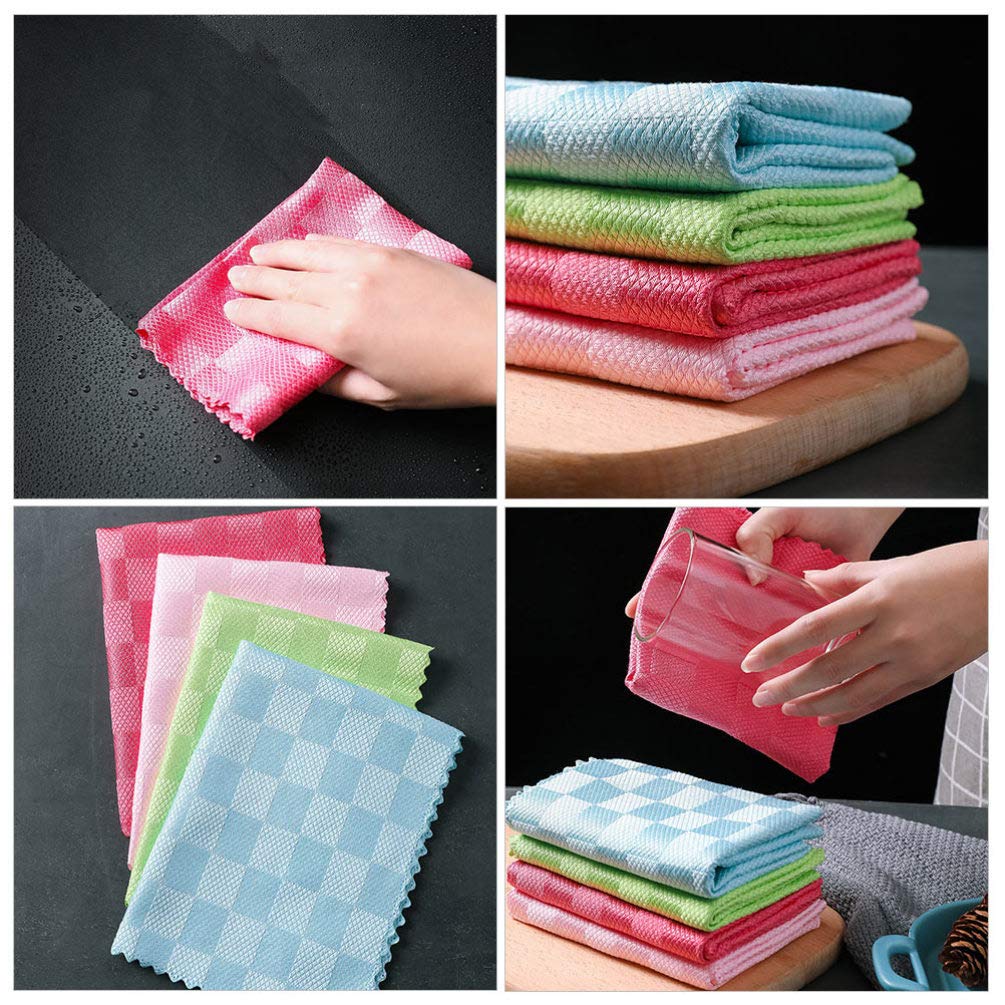 Premium 5-Pack Microfiber Cleaning Cloths - Streak-Free Glass Cleaning, Dish Drying & Kitchen Towels | Super Absorbent, Reusable & Lint-Free for Windows, Dishes, Countertops & Dining Tables