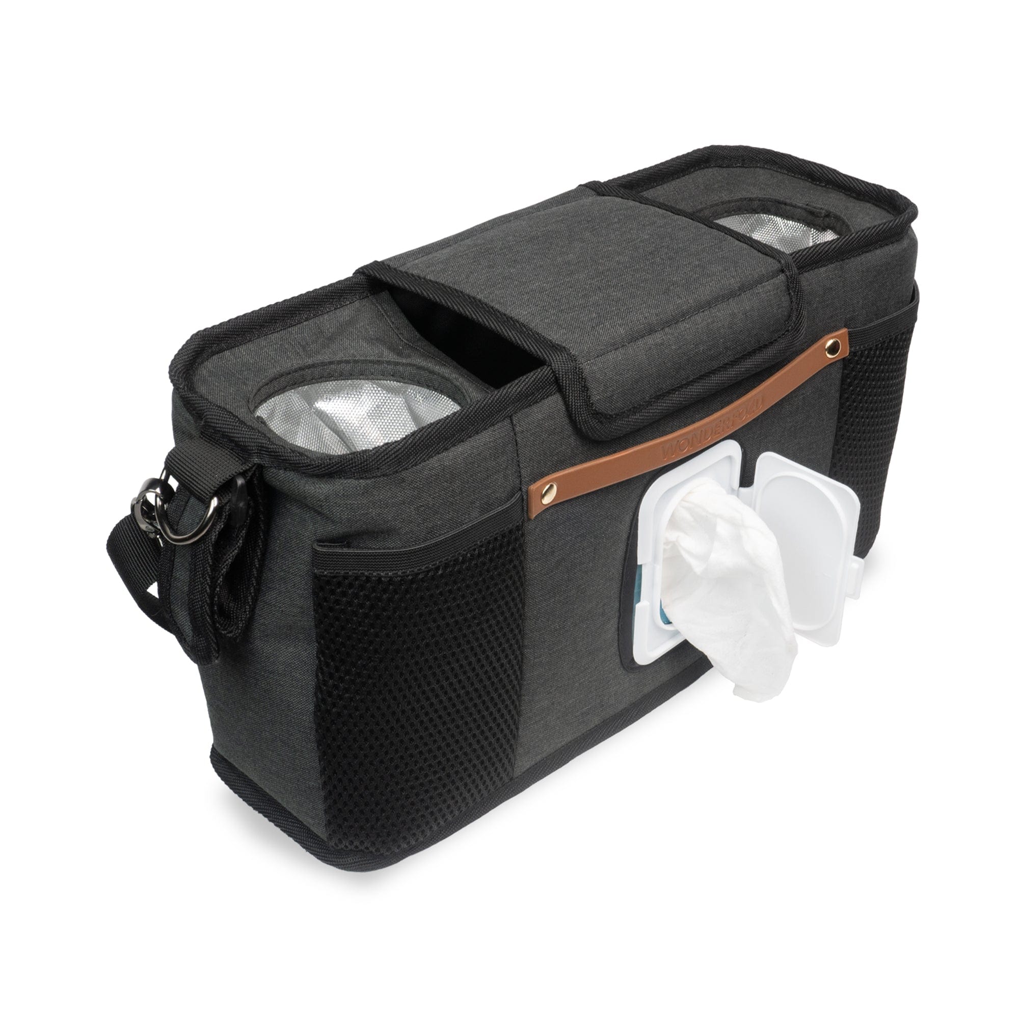 Wonderfold Parent Console with 2 Cup Holders - Premium Stroller Organizer for Diapers, Phones & Essentials - Perfect for Walks, Shopping & Family Outings
