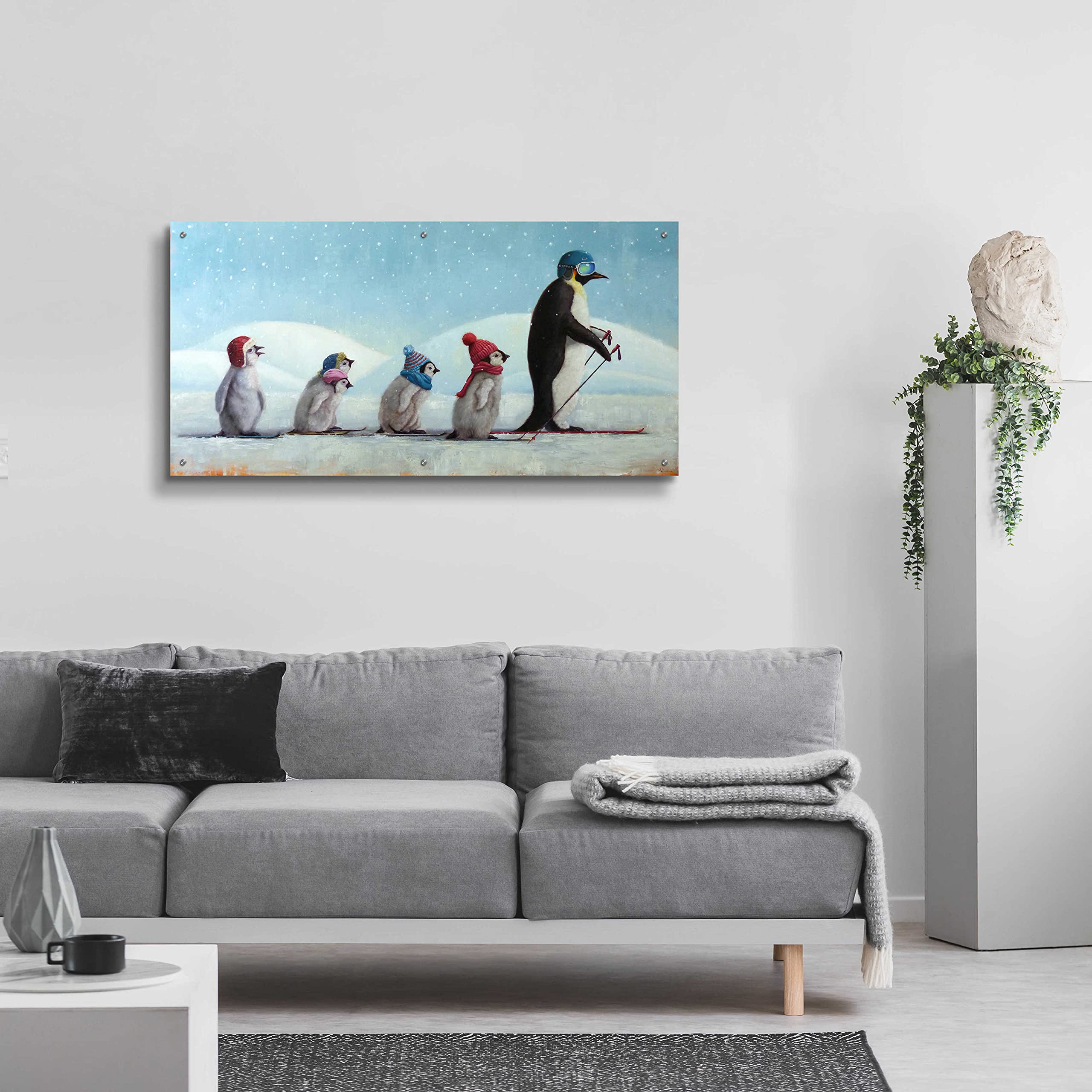 Lucia Heffernan 'Ski School' Acrylic Glass Wall Art - 48x24 Inches Modern Painting for Living Room, Bedroom & Office Decor | Winter Sports Theme Artwork