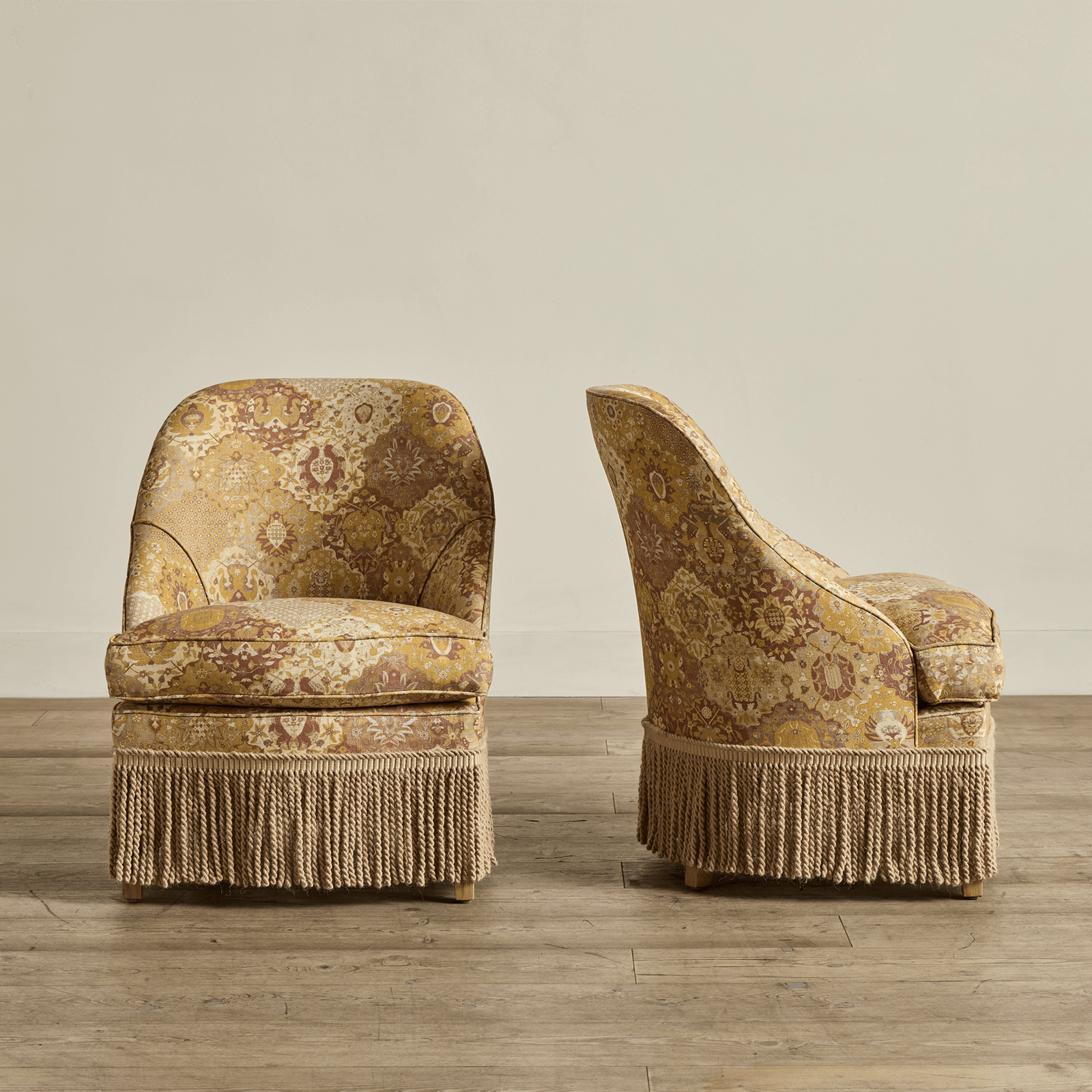 CASPAR Linen Fireplace Pull Up Chair in Ginger - Cozy Reading Nook Accent Chair for Living Room, Bedroom or Office