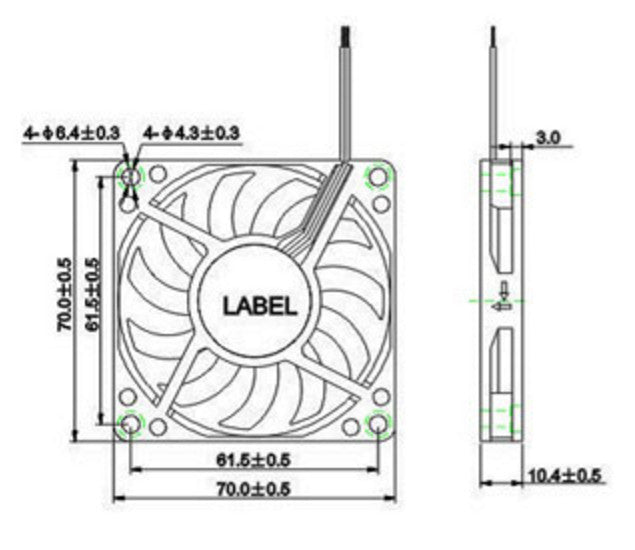 Everflow 70x70x10mm Dual Ball Bearing 12V DC Cooling Fan R127010BH - Perfect for PC, Electronics, and DIY Cooling Projects