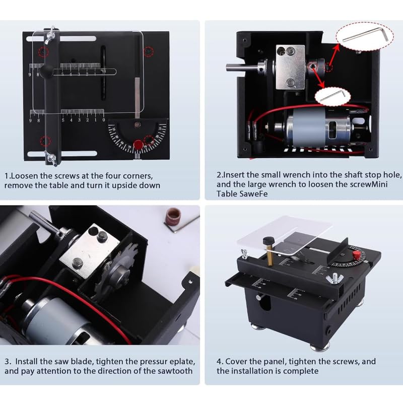 Mini Table Saw for Woodworking - Portable Adjustable Multi-Function Cutting, Sanding, Engraving & Drilling All-in-One Craft Machine | Perfect for DIY Projects, Home Workshops & Small Wood Crafts (Rising & Falling Style)