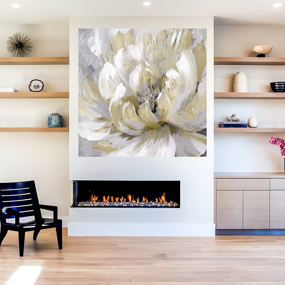 Botanical Wall Art Canvas - 48x48 Inch Spring Floral Painting for Bathroom & Bedroom Decor | Gold Leaf Plant Pictures by Artist Nan | Perfect for Home, Office & Spa Interior Design