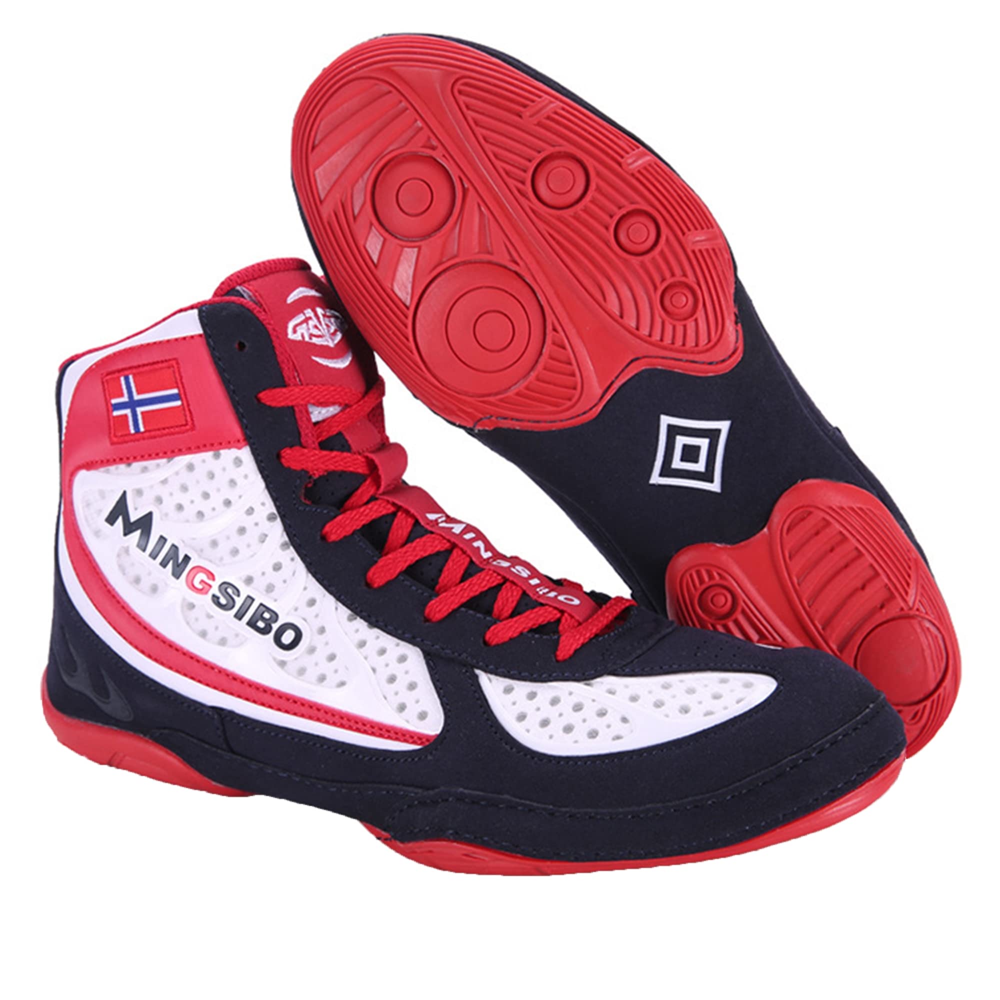 CHENPENG Men's High Top Wrestling Boxing Shoes - Non-Slip Weightlifting & MMA Training Shoes - Breathable Lightweight Combat Footwear (White, Size 9) for Gym, Martial Arts & CrossFit Workouts