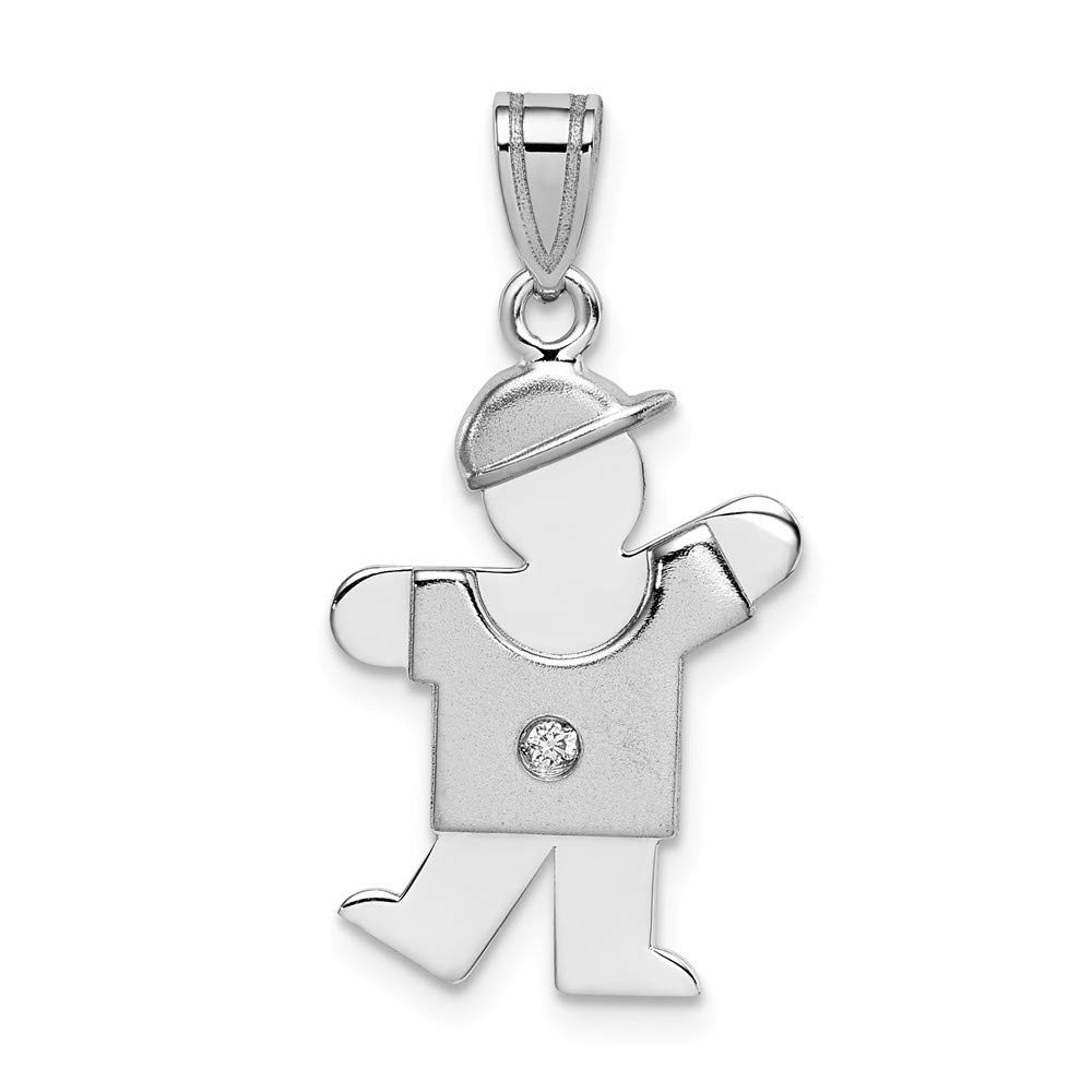 14K White Gold Diamond Baby Pendant Necklace for Boys & Girls - 0.02cttw, 25mm x 15mm - Perfect Christening Gift, Baptism Jewelry & First Birthday Present