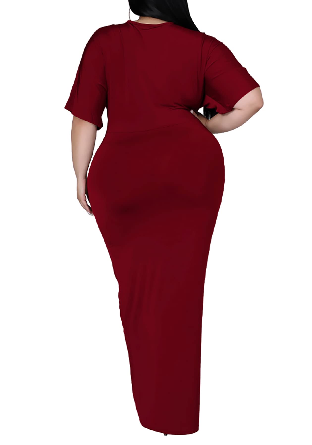 Sexy Plus Size Maxi Dress for Women - V Neck Short Sleeve Wedding Guest & Party Dress - Flattering Curvy Fit for Special Occasions & Summer Events