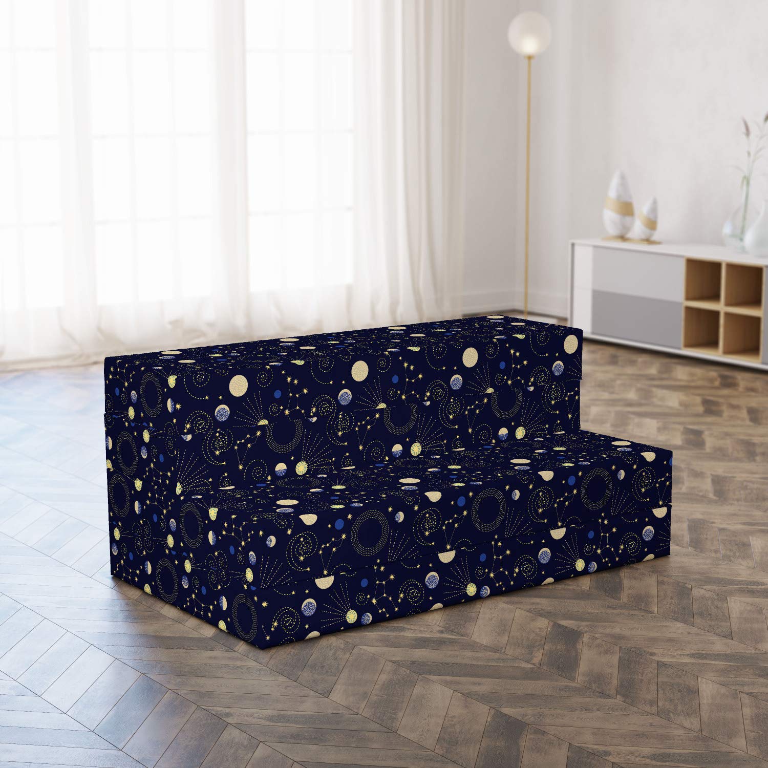 Ambesonne Cosmos Foldable Mattress - Outer Space Planets Design, 78.7