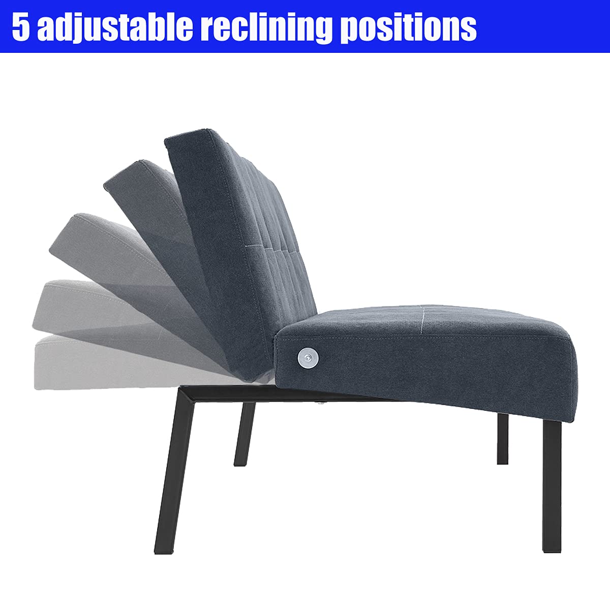 Modern Convertible Futon Sofa Bed for Small Spaces - Grey Sleeper Couch for Living Room, Apartment, Dorm | Space-Saving Multi-Functional Furniture for Guests & Daily Use