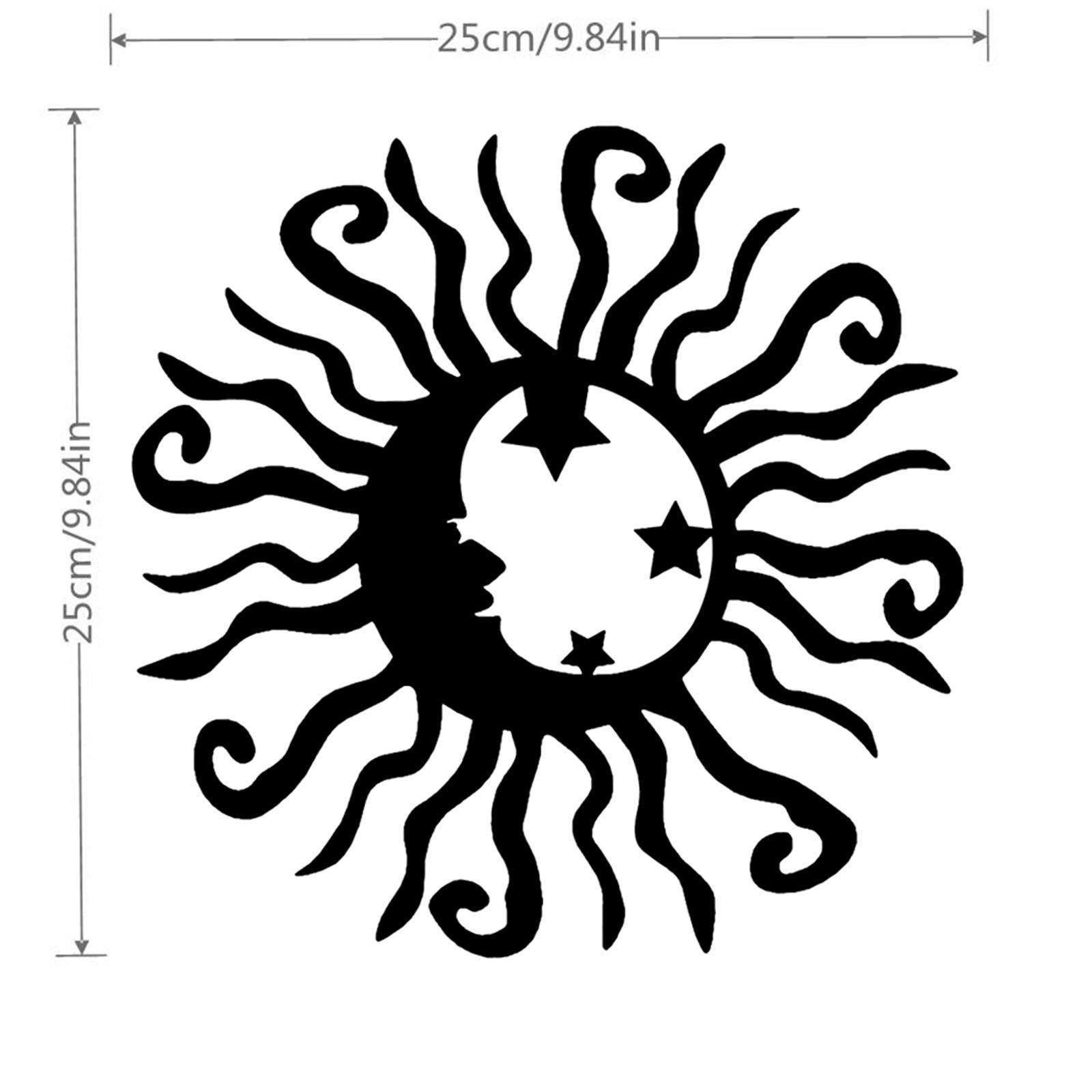 Yowein Wacky Sun Metal Wall Art - Rustic Black Steel Spiral Sun & Moon Decor for Indoor & Outdoor Use - Unique Wall Decor for Living Room, Garden, Patio, and Office Spaces