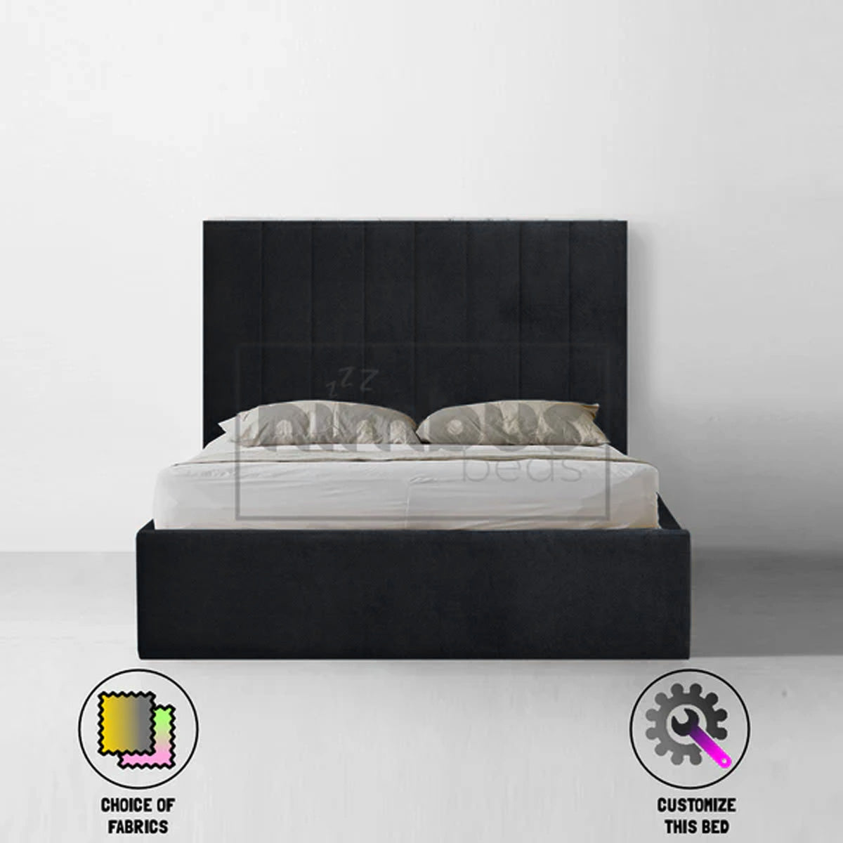 Vertical Panel Bed Frame - Modern Queen Size Bed with Sturdy Metal Frame & Easy Assembly - Perfect for Small Spaces, Apartments & Guest Rooms
