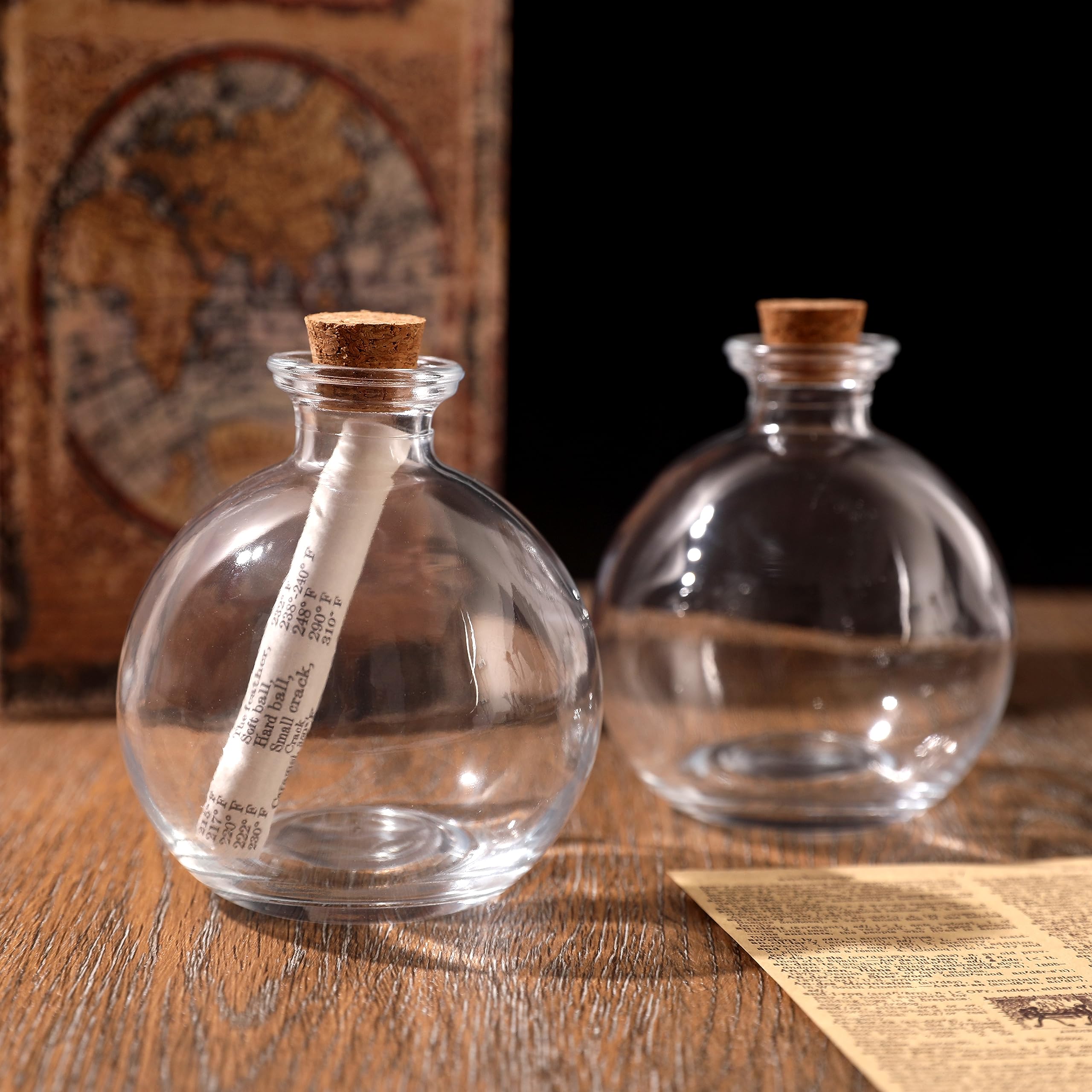 Magic Season Decorative Glass Bottles with Cork Stopper - 9 fl oz Potion Bottles (2 Pack) - Perfect for Halloween Decor, Witchcraft Supplies & DIY Craft Projects