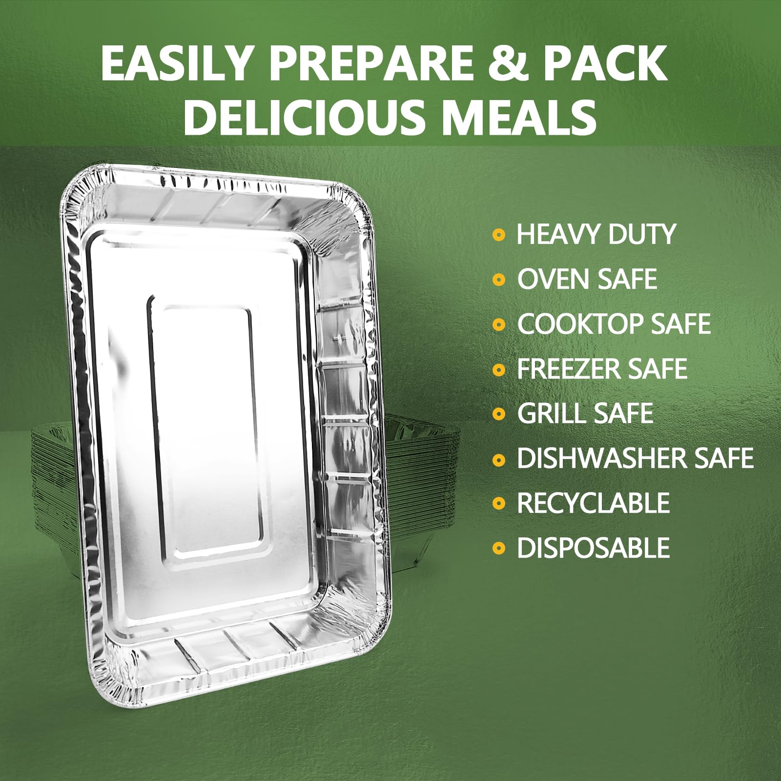 25 Pack Heavy Duty 9x13 Aluminum Foil Pans - Extra Thick Disposable Baking Pans for Roasting, Chafing & Cake Making | Commercial Grade Steam Table Pans | Perfect for Catering, BBQ Parties & Home Baking
