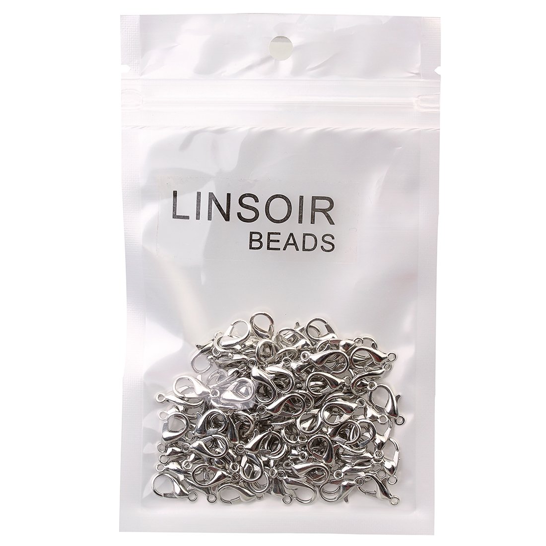 Linsoir 12mmX6mm Alloy Lobster Claw Clasps for Jewelry Making - Gold, Silver, Red Copper, Black, Gun Black, Rhodium Tone (50pcs/Bag) - Perfect for Necklaces, Bracelets, DIY Crafts & Jewelry Repair