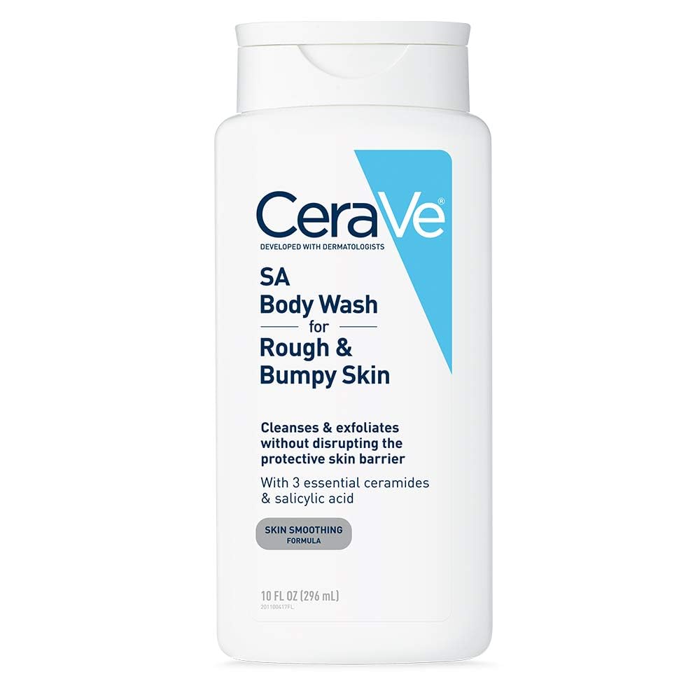 CeraVe Salicylic Acid Body Wash for Rough & Bumpy Skin | Fragrance-Free, Allergy Tested | 10 oz | Exfoliating Cleanser for Keratosis Pilaris & Dry Skin Care