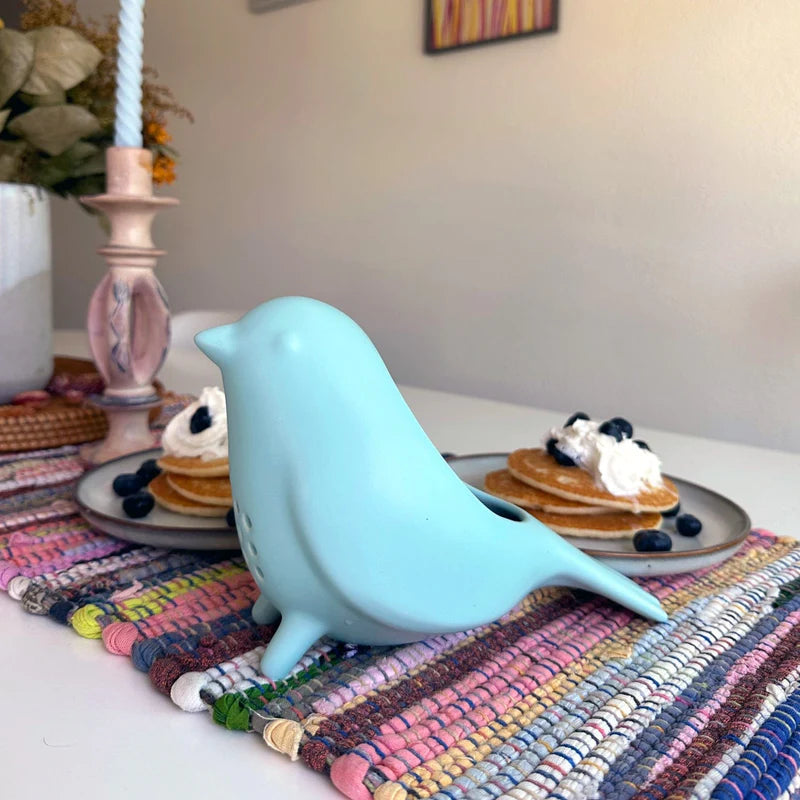 Fred Blue Bird Ceramic Colander - Stylish Kitchen Strainer for Pasta, Salad & Fruits | Durable Handmade Pottery for Modern & Farmhouse Decor