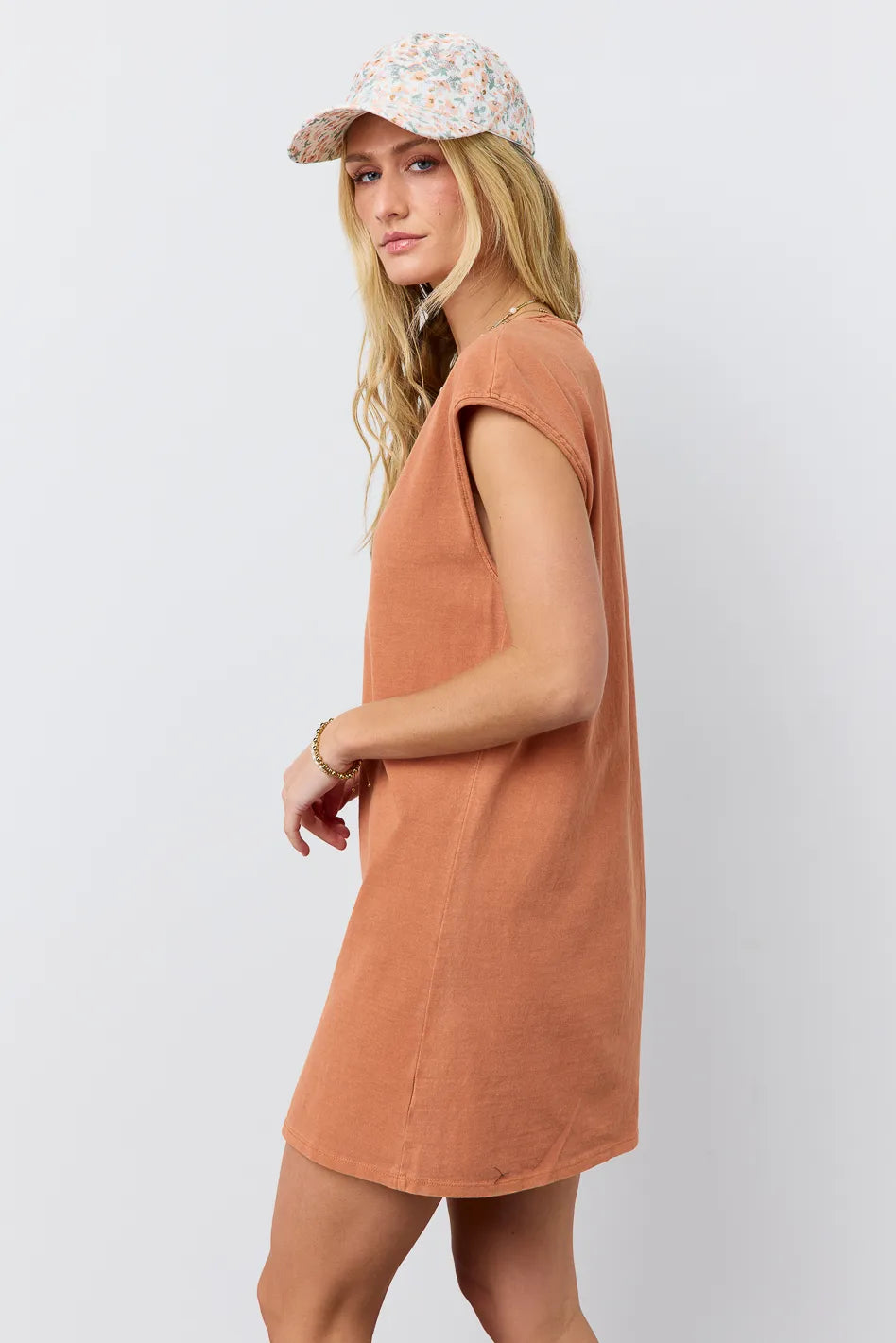 Elena T-Shirt Dress in Clay Color | Women's Casual Short Sleeve Tunic Dress | Perfect for Summer Outings, Beach Wear & Everyday Comfort