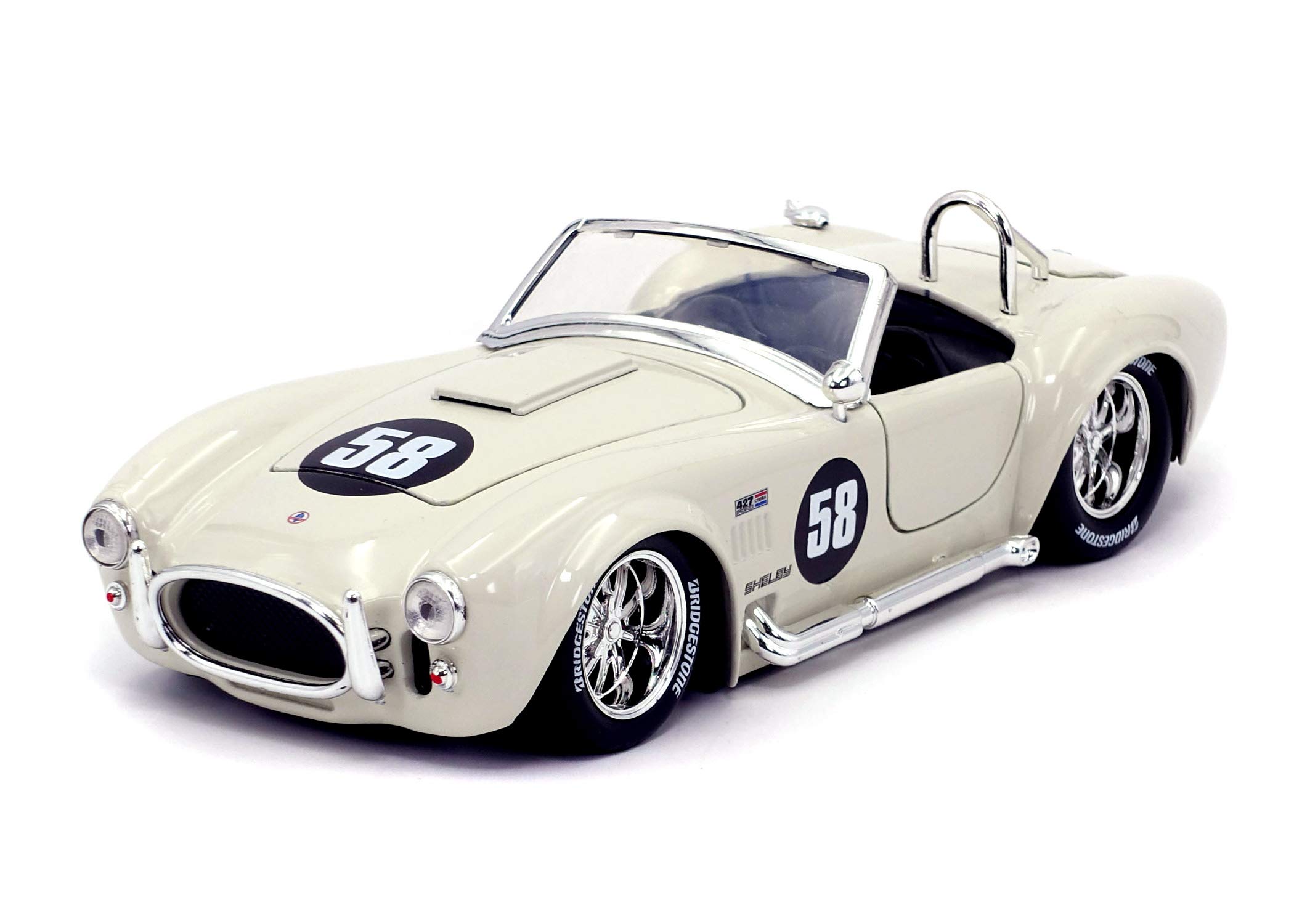 Jada Toys 1:24 Scale 1965 Shelby Cobra 427 S/C Die-Cast Model Car - White Collectible Muscle Car for Kids & Adults | Display, Gift, Racing Collection