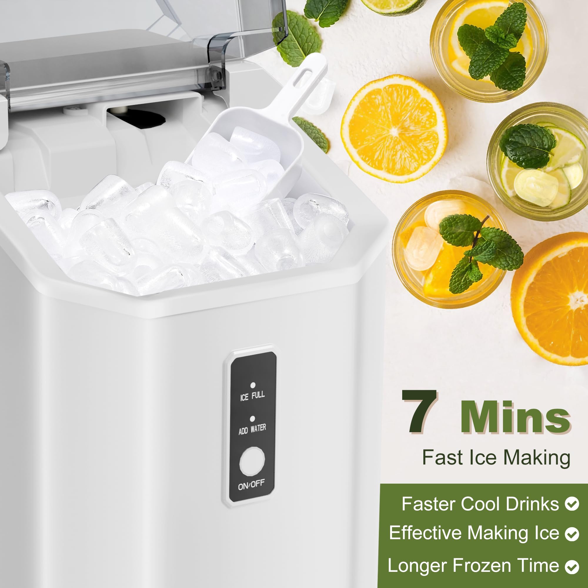 NicBex Countertop Nugget Ice Maker - 34Lbs/24H Self-Cleaning Portable Ice Machine with One-Button Operation | Perfect for Kitchen, Bar, Office, Party & Outdoor Entertaining | White