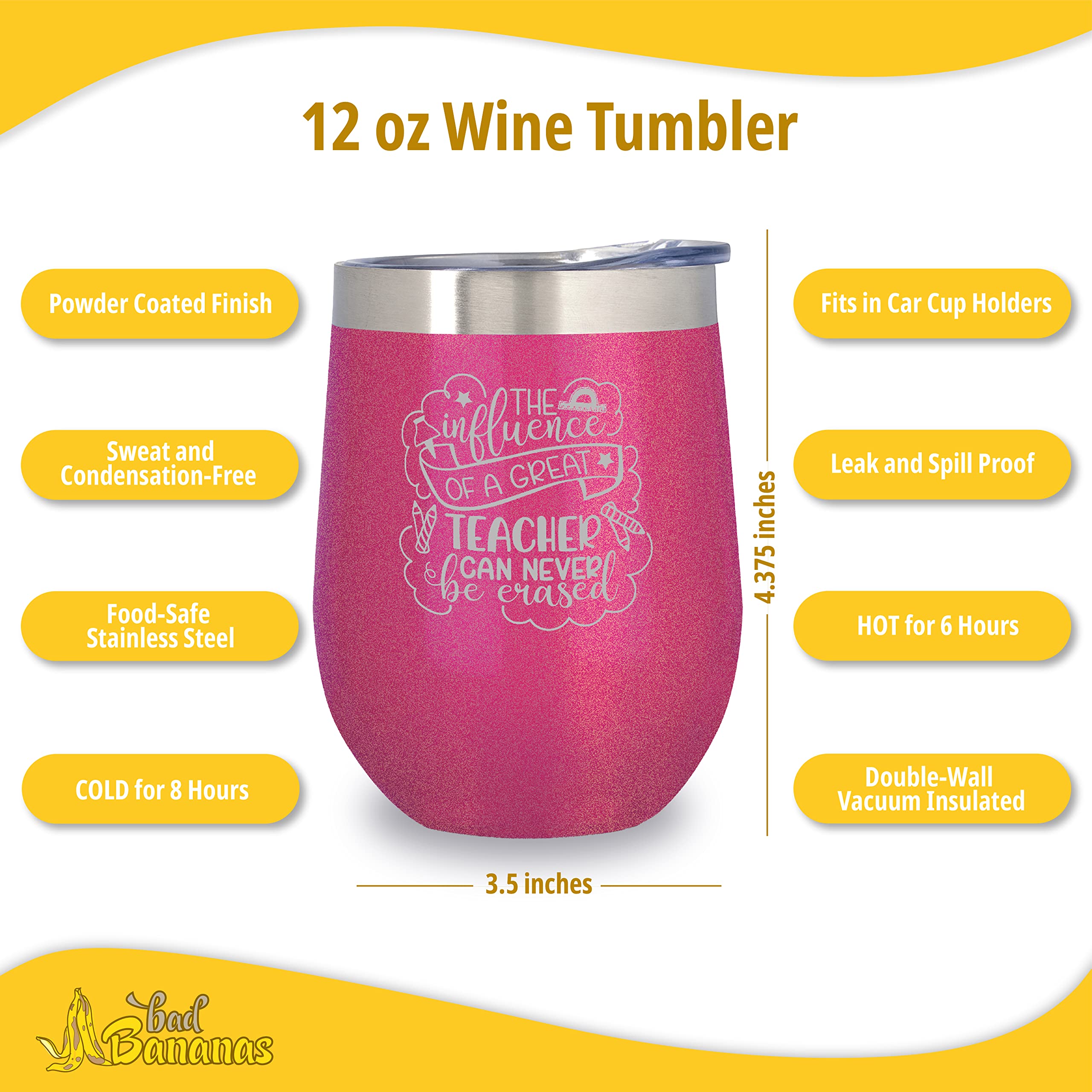 12oz Insulated Wine Coffee Tumbler - Teacher Gift for Women, End of Year Appreciation - Perfect for Classroom or Home Use