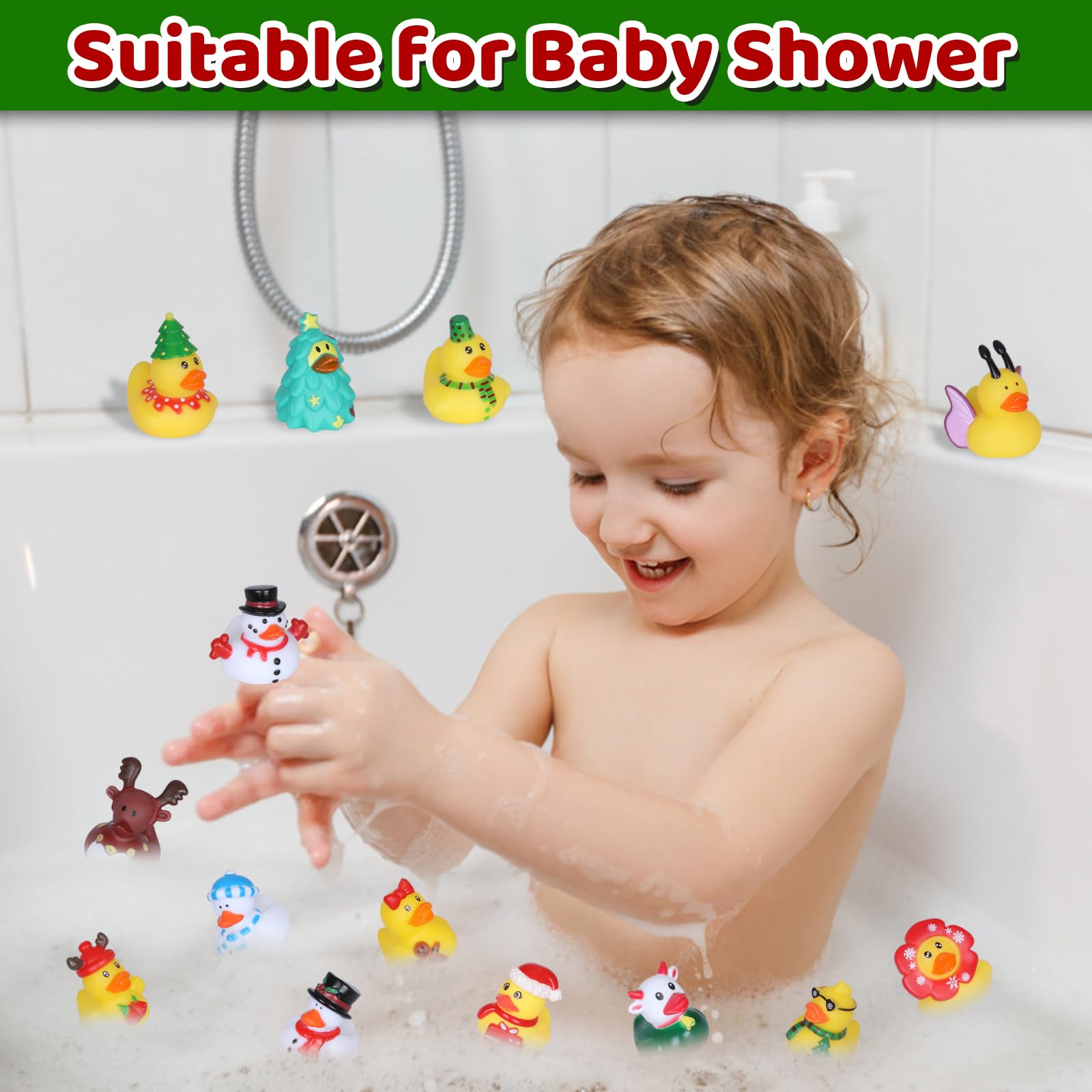 24 Christmas Rubber Ducks for Kids - Fun Holiday Bath Toys for Toddlers, Boys & Girls | Perfect Stocking Stuffers, Xmas Party Favors & Surprise Gifts | Great for Bath Time, Christmas Decorations & Holiday Celebrations