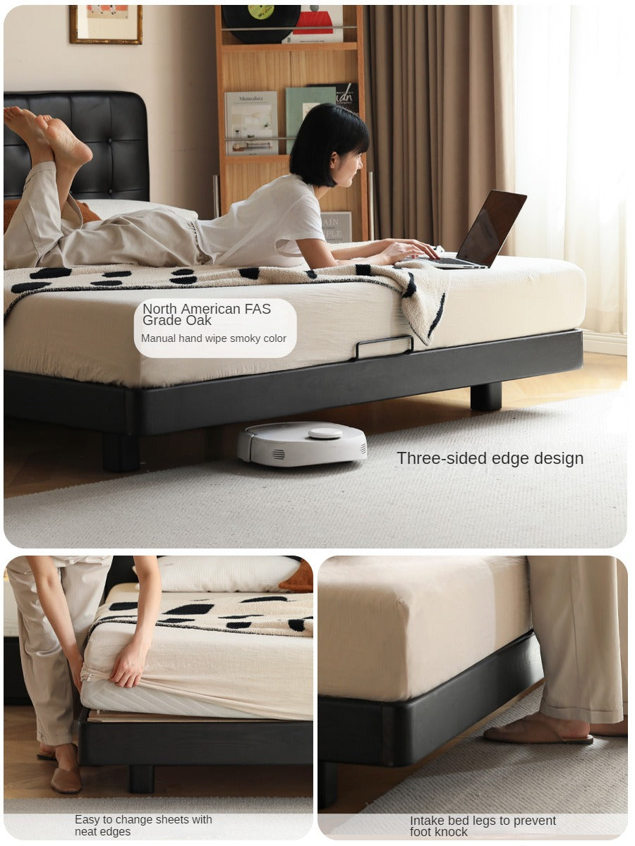 Premium Black Leather Suspension Bed - Luxurious & Durable for Bedroom, Guest Room, or Dorm - Enhances Comfort & Style