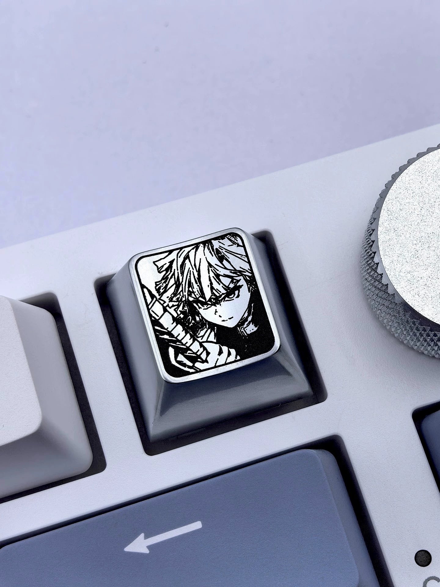 Agatsuma Zenitsu Anime Keycap - 1U Zinc Alloy Metal Keycap for Mechanical Keyboards - Black & White Cartoon Design - Perfect for Gaming, Typing, and Custom Keyboard Builds