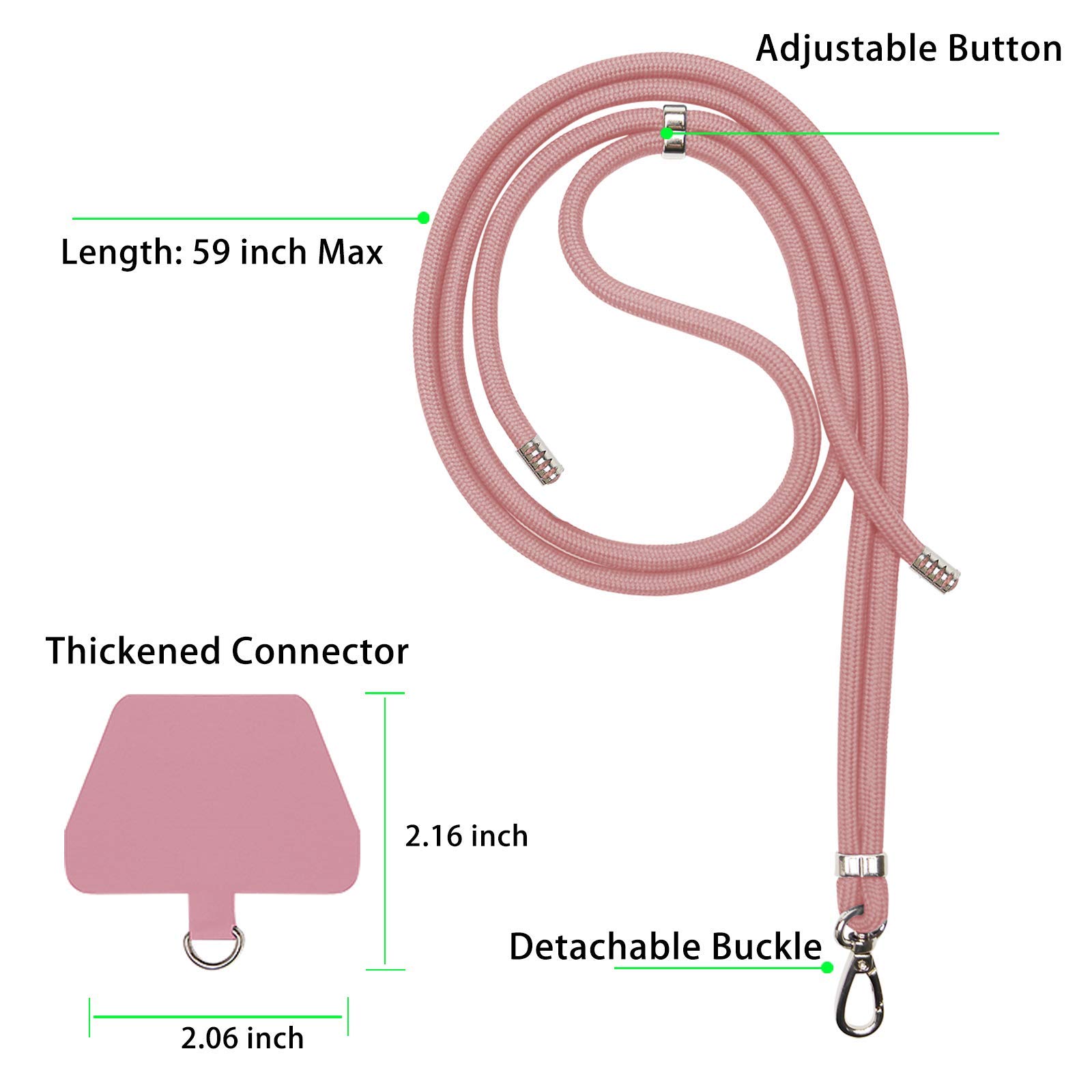 Takyu Adjustable Cell Phone Lanyard Neck Strap - Universal Crossbody Phone Holder for iPhone, Samsung & Most Smartphones - Soft Polyester Strap (Pink) - Perfect for Work, Travel & Outdoor Activities