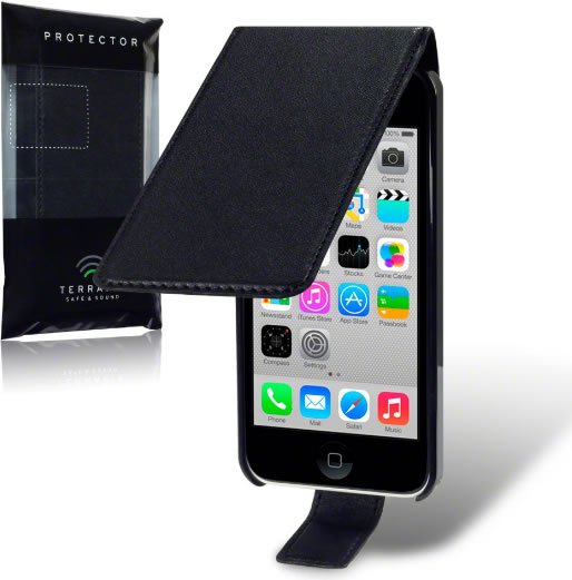 Apple iPhone 5C Flip Cover Case - Premium Black Protective Phone Cover for Daily Use, Work & Travel