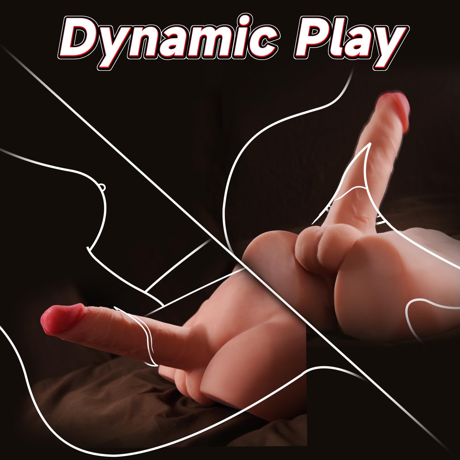 Realistic Male Sex Doll with Thrusting Dildo - EINSEO Adult Torso Sex Toy & 7.3 Inch Vibrating Dildo for G-Spot & Anal Stimulation | Unisex Masturbator for Men, Women & Couples | Perfect for Solo Play & Partner Exploration