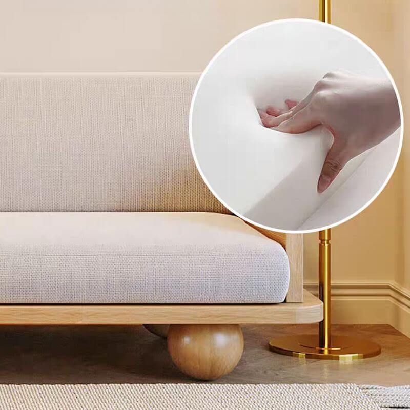 Minimalist Light Gray Settee Sofa with Loose Back & Removable Cushions - Perfect for Living Room, Bedroom or Office Lounge Area