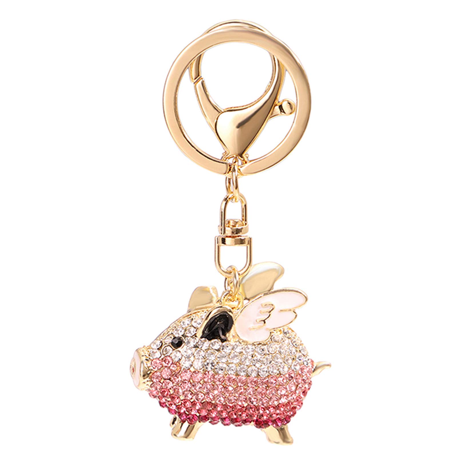 Flybloom Cute Rhinestone Pig Keychain - Sparkling Flying Pig Key Ring Holder with Mascot Charm, Pink Jewelry Accessory for Women & Girls - Perfect for Backpacks, Purses, Gifts and Party Favors