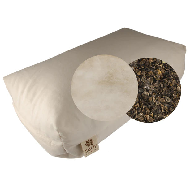 Organic Buckwheat & Wool Pillow for Neck Pain Relief - Sachi Organics - Natural Sleep Support for Side Sleepers & Back Pain