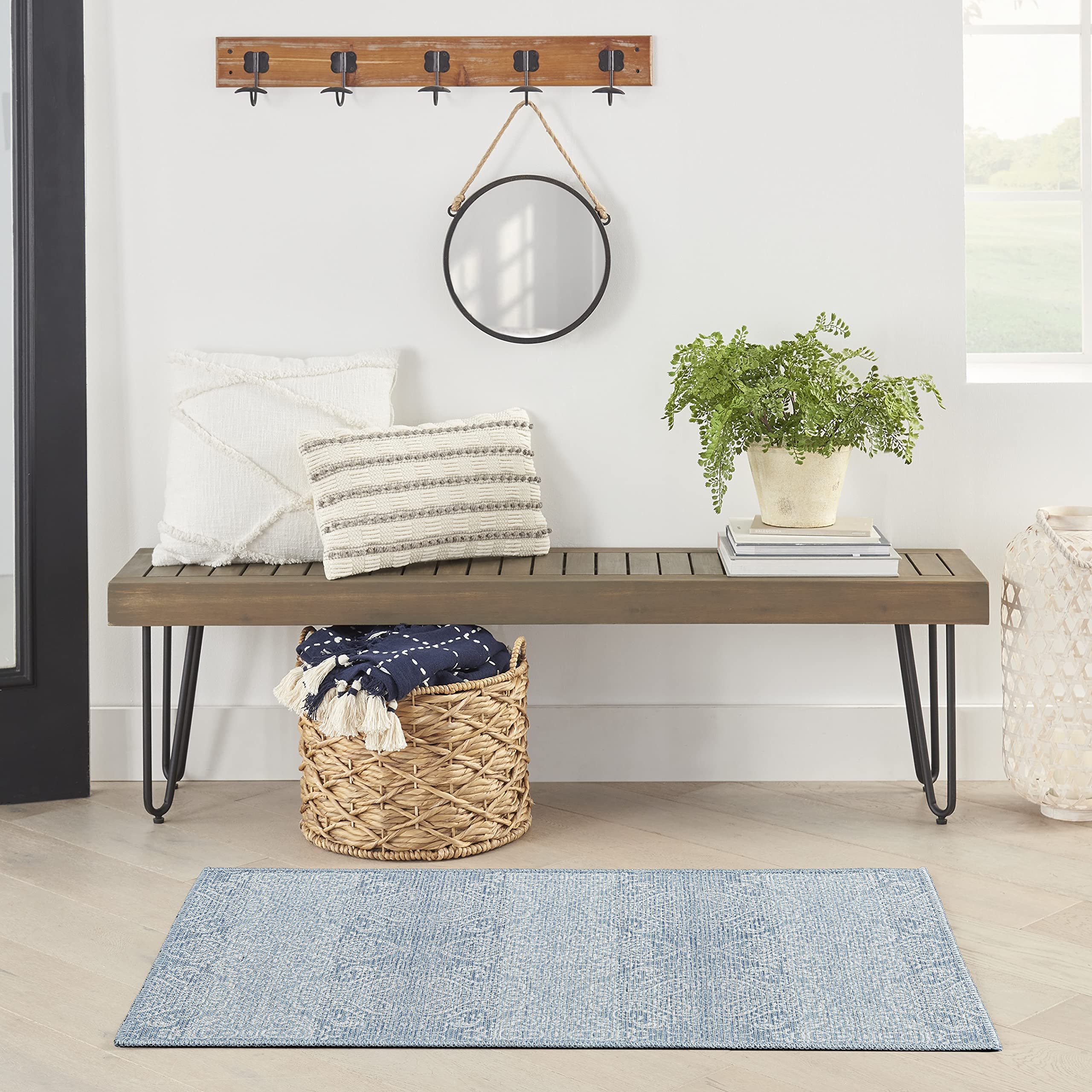 Waverly Machine Washable Distressed Moroccan Aqua 2' x 3'9