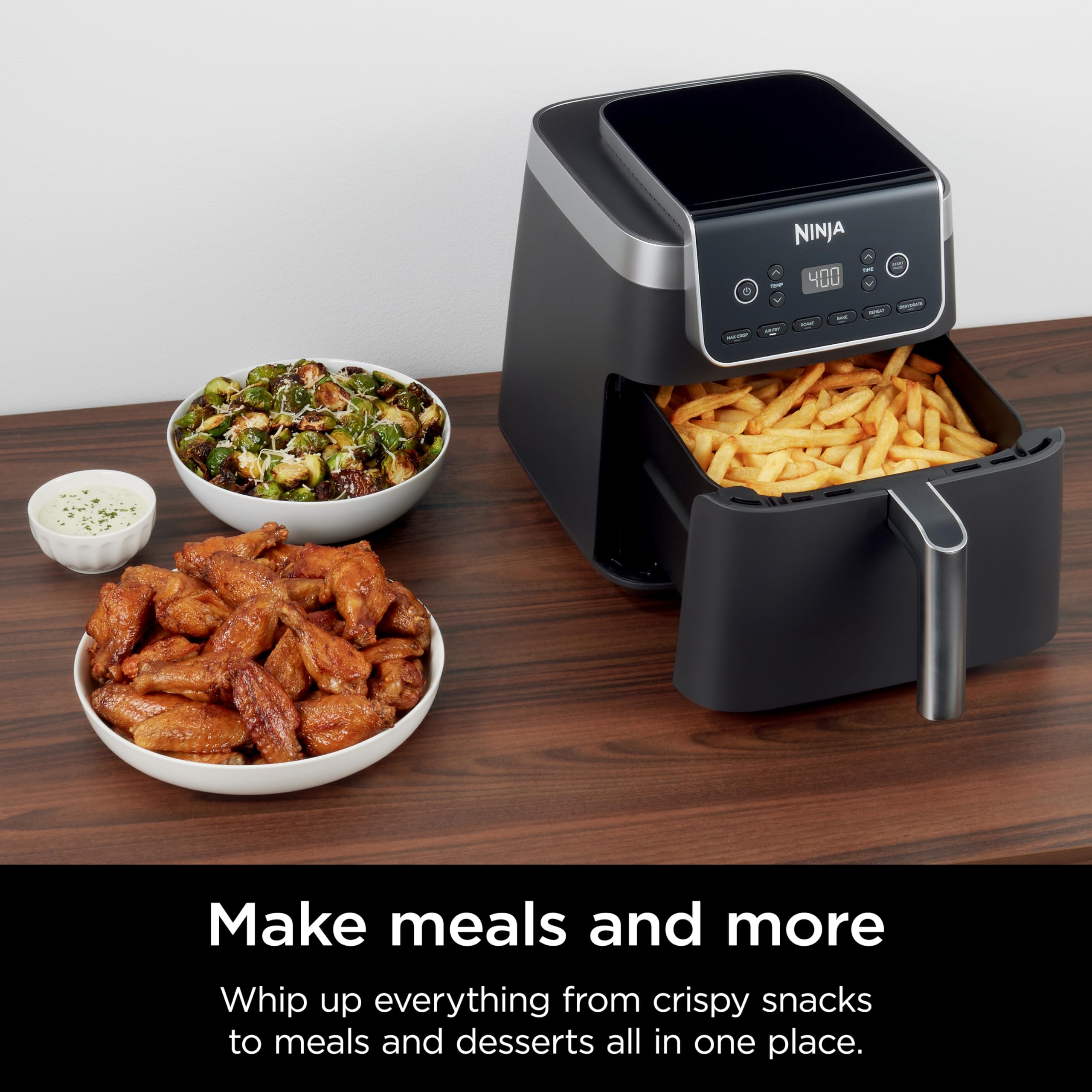Ninja AF181 Air Fryer Pro XL 6.5 QT - 6-in-1 Multi-Cooker for Air Frying, Roasting, Baking, Reheating & Dehydrating with Max Crisp Technology (450°F) - Nonstick Basket & Crisper Plate - Energy Efficient Kitchen Appliance (Renewed, Grey) - Perfect for Healthy Cooking, Meal Prep & Quick Family Dinners
