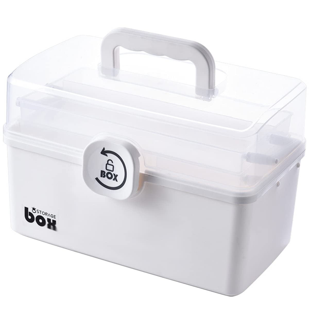 Large Capacity Portable Medicine Cabinet Organizer - Rotating Lock First Aid Storage Box with Layered Compartments | Perfect for Home, Bathroom, Travel & Emergency Medical Supplies Organization (White)
