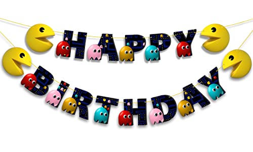 Pacmn Ghost Happy Birthday Banner