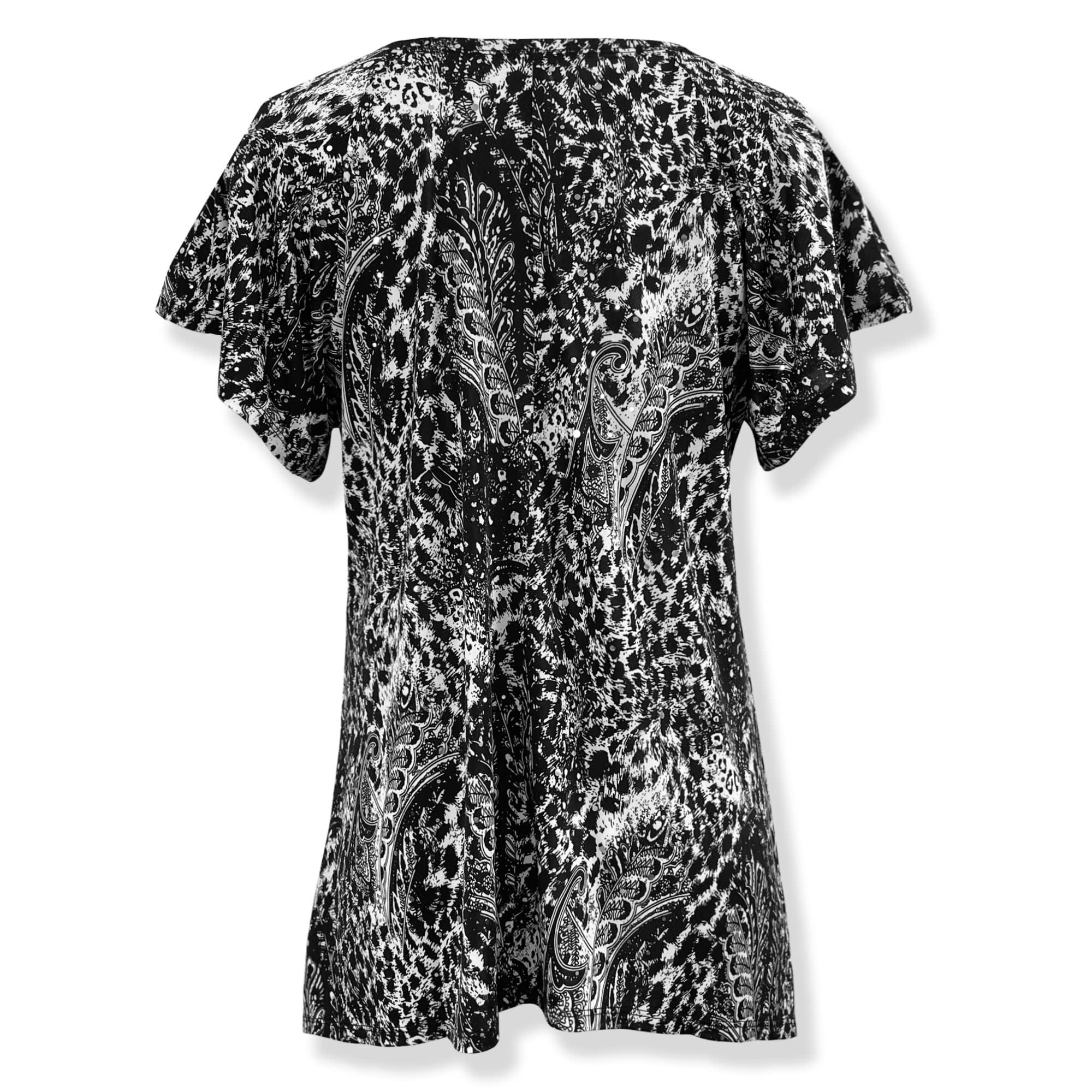 Black Flutter Sleeve Floral Tunic Top for Women | Casual Summer Outfit