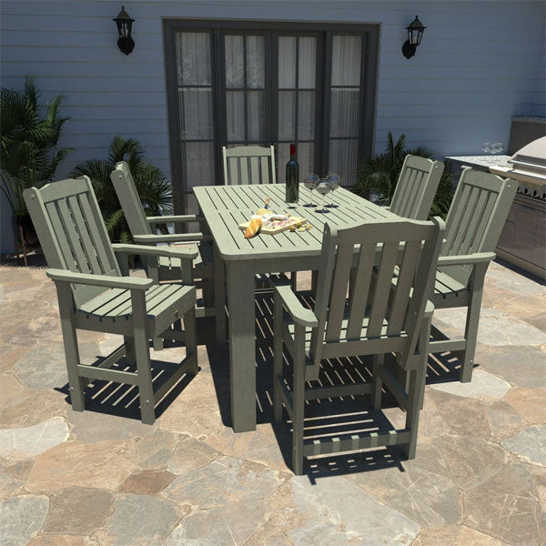 Lehigh 7-Piece Rectangular Counter Height Outdoor Dining Set - Patio, Garden, Backyard Furniture for Dining & Entertaining
