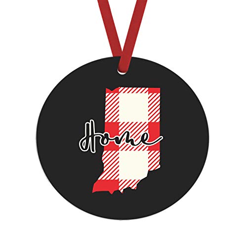 Indiana Red Plaid Home Ornament - Rustic Farmhouse Christmas Decor for Tree, Mantel & Holiday Table Centerpiece