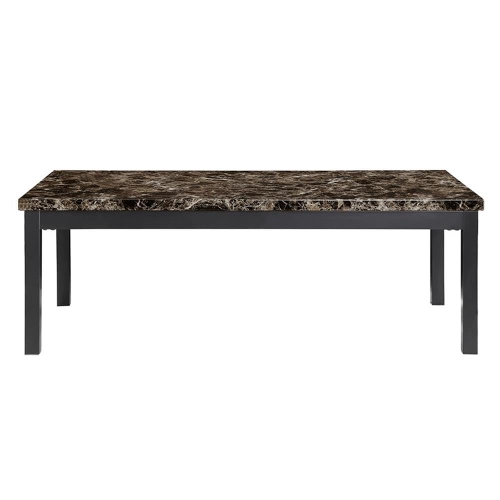 Homelegance Tempe 3-Piece Faux Marble Coffee Table Set with Side Tables - Brown - Perfect for Living Room, Lounge & Office Decor